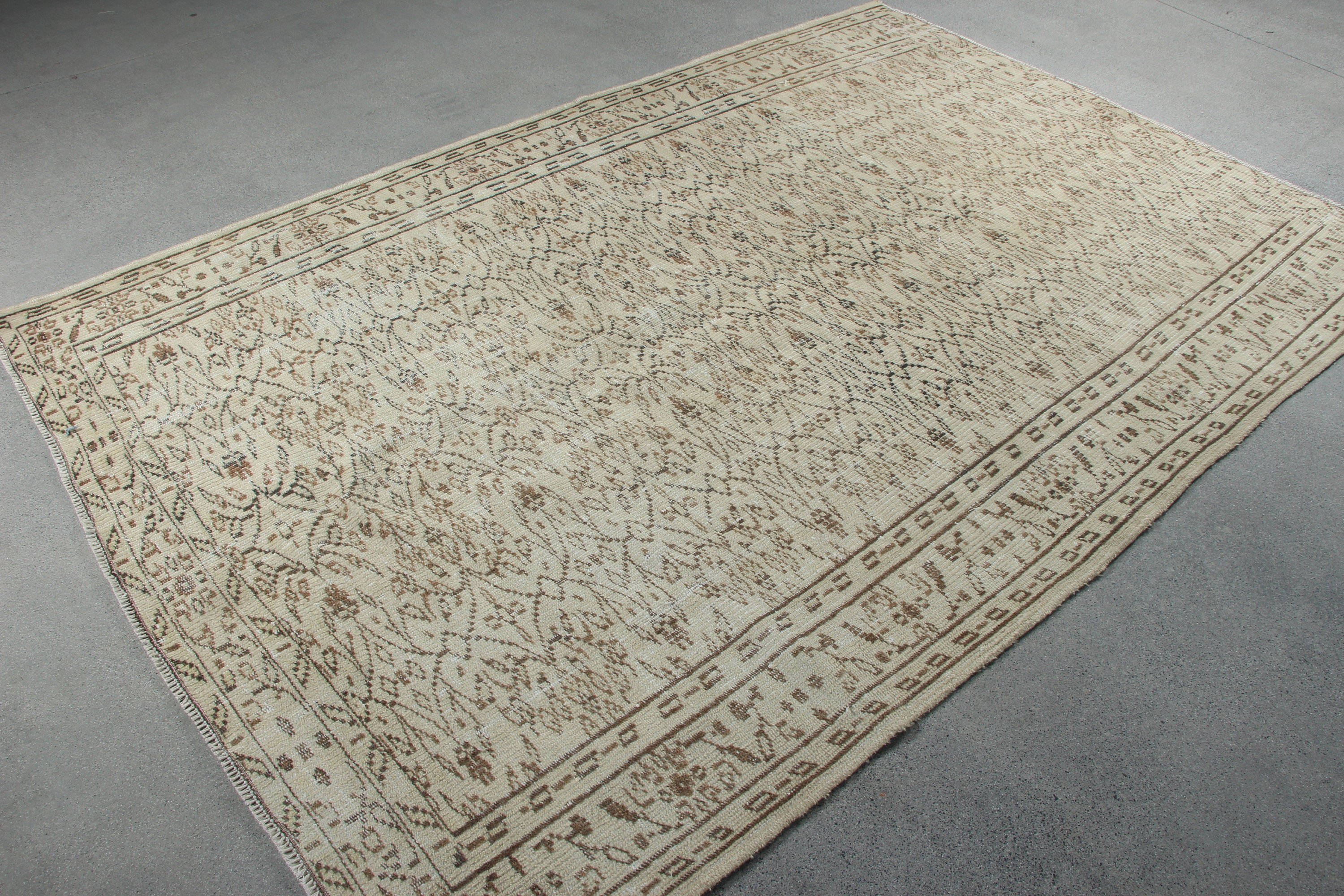 Living Room Rugs, Home Decor Rugs, Turkish Rug, 5.7x8.4 ft Large Rug, Beige Oushak Rugs, Salon Rugs, Bright Rug, Vintage Rug