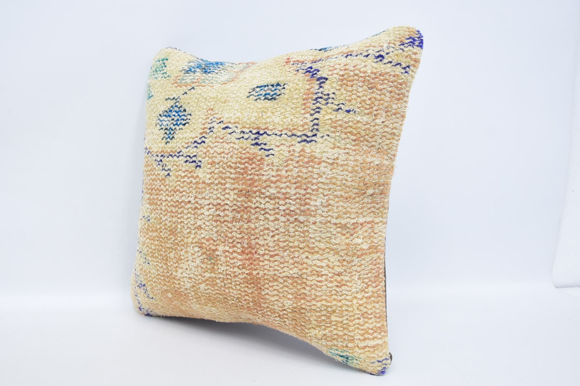 Home Decor Pillow, 16"x16" Beige Pillow Case, Square Throw Pillow Sham, Turkish Pillow, Farmhouse Pillow Case, Vintage Kilim Pillow