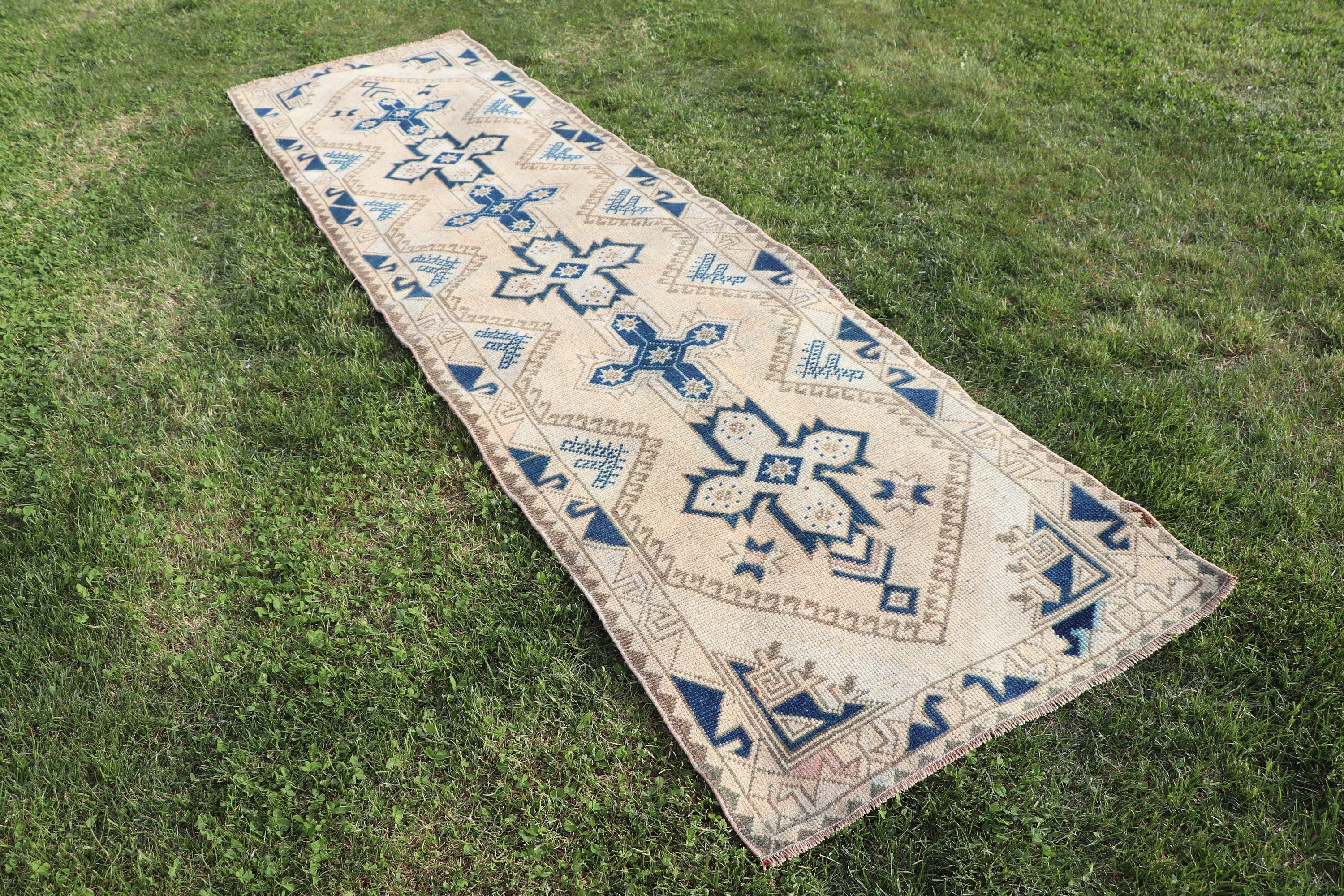 Merdiven Halıları, 2.3x8.9 ft Koşucu Halısı, Koridor Halıları, Bej Fas Halıları, Ev Dekorasyonu Halısı, Yer Halısı, Modern Halılar, Türk Halıları, Vintage Halı