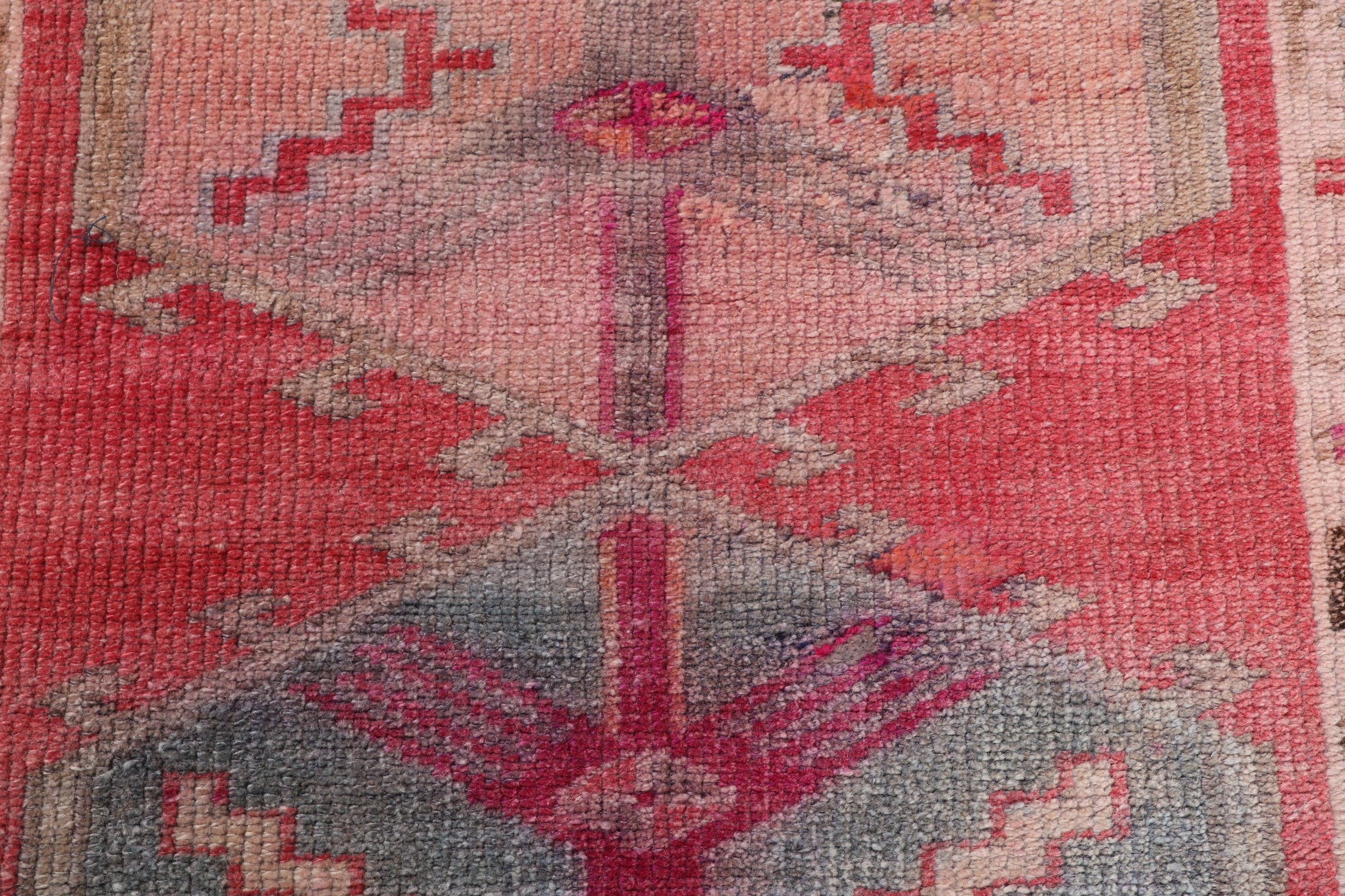 Aesthetic Rug, 2.8x11.8 ft Runner Rug, Rugs for Kitchen, Wool Rugs, Turkish Rug, Hallway Rugs, Vintage Rug, Pink Oushak Rugs, Modern Rugs