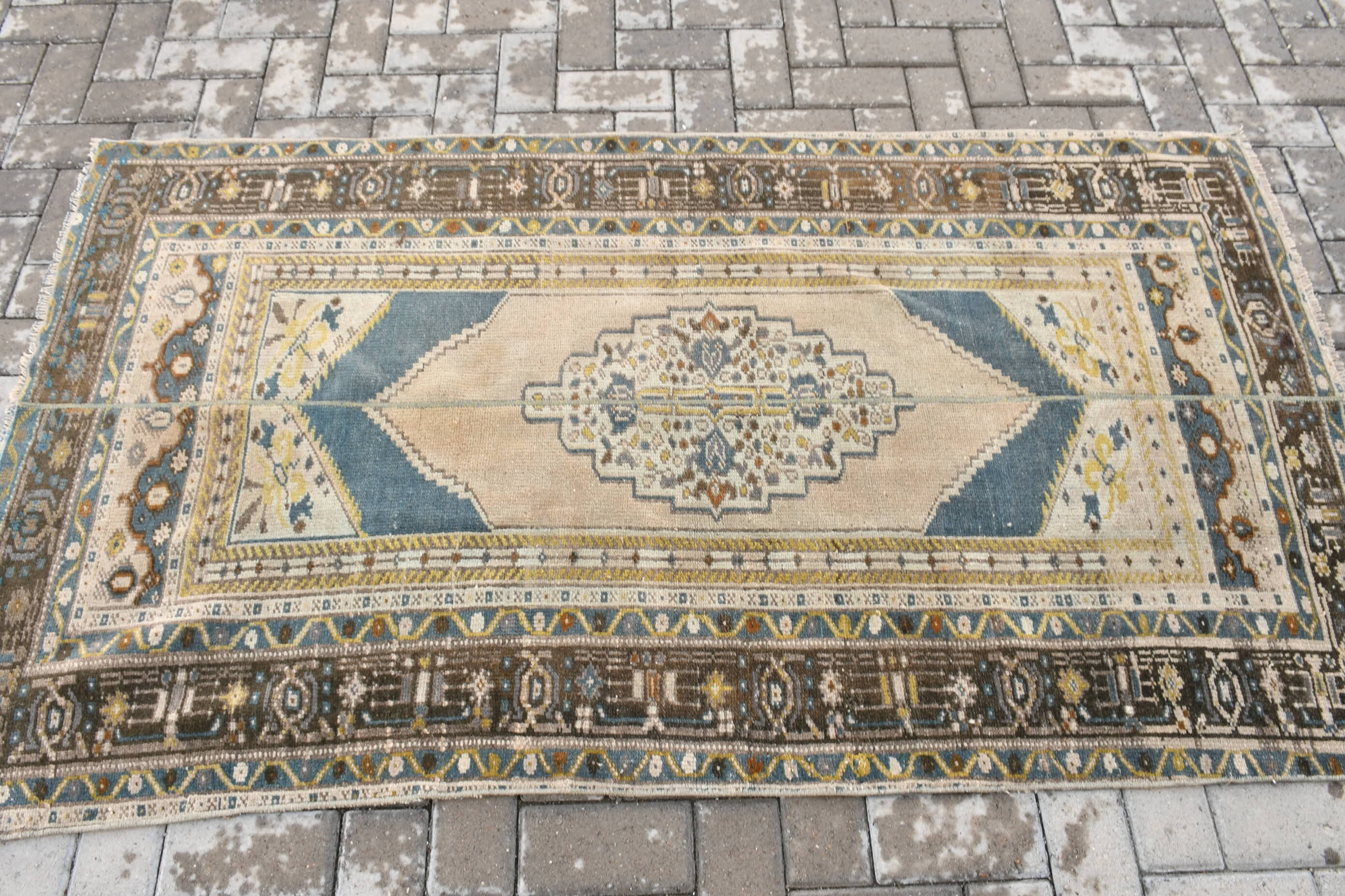 Vintage Rug, Rugs for Entry, Entry Rug, Turkish Rugs, Oriental Rugs, 3.5x6.2 ft Accent Rug, Brown Oushak Rug, Floor Rugs, Kitchen Rug
