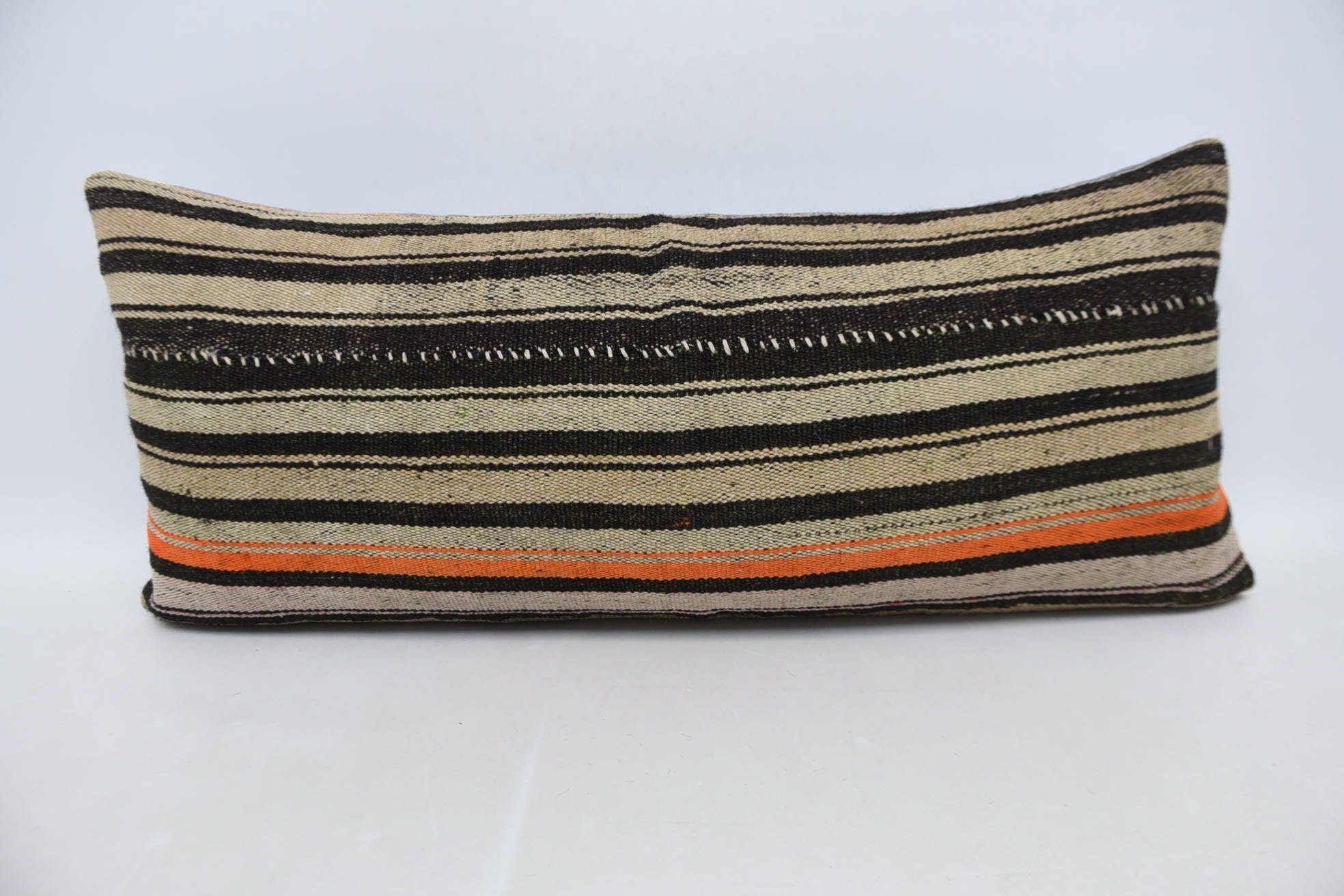 Farmhouse Pillow, Pillow for Couch, Turkish Corner Pillow Sham, Kilim Pillow Cover, 16"x36" Orange Pillow Sham, Antique Pillows