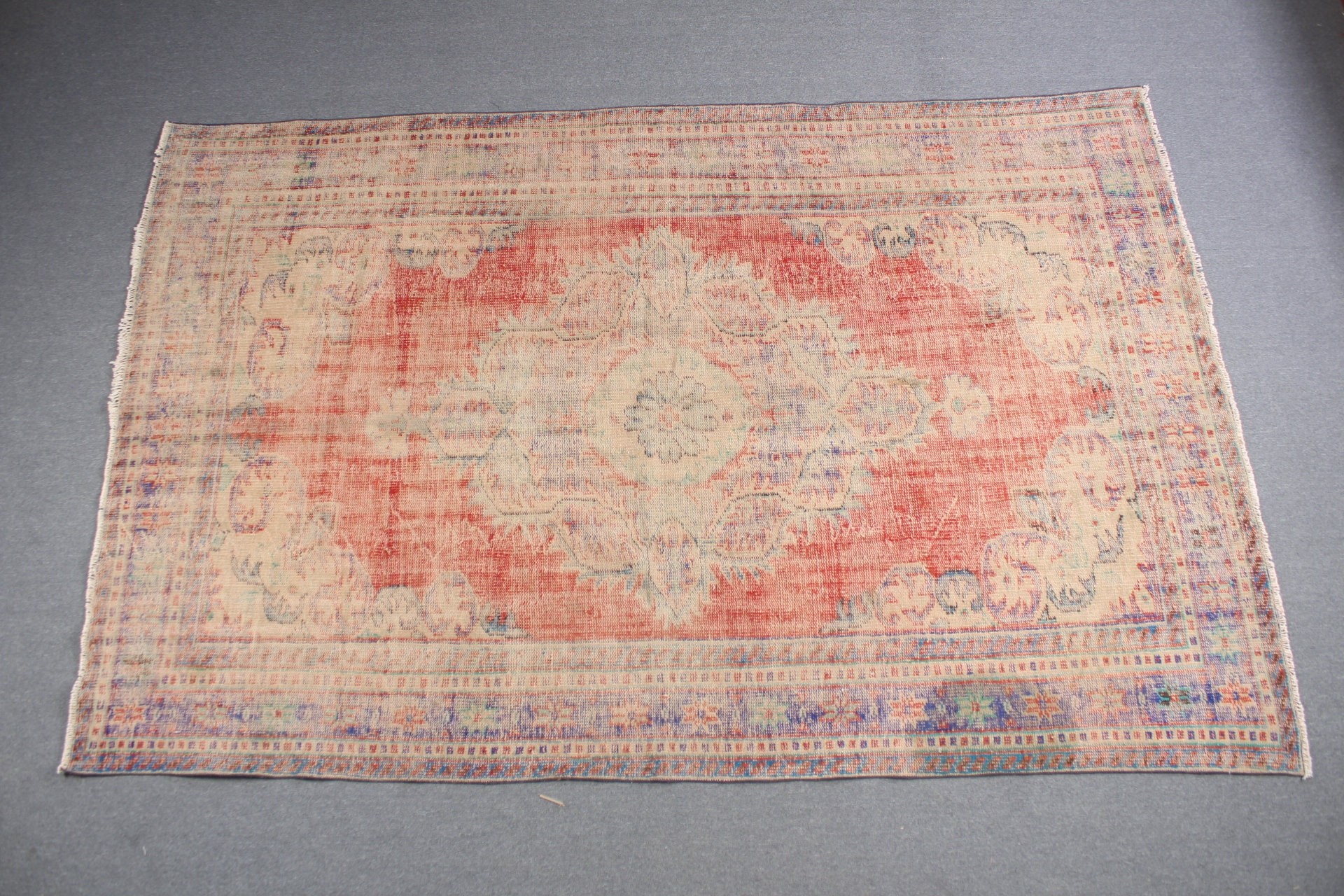 7.1x11.3 ft Oversize Rug, Vintage Rug, Oriental Rug, Red Cool Rug, Dining Room Rug, Rugs for Salon, Salon Rugs, Turkish Rugs, Bedroom Rugs