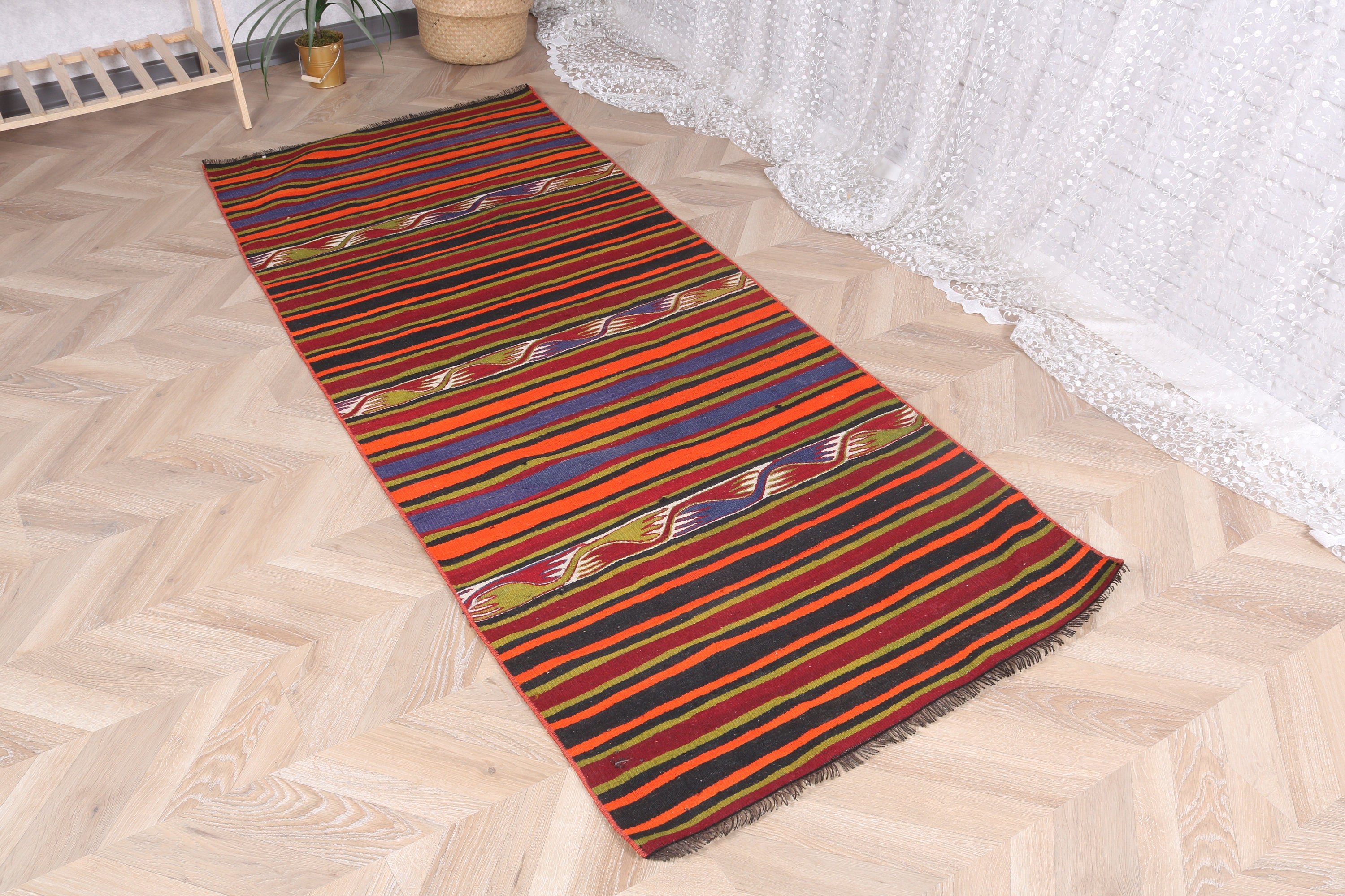 2.9x7.1 ft Accent Halı, Türk Halıları, Yatak Odası Halıları, Vintage Halı, Oryantal Halılar, Ev Dekor Halıları, Gökkuşağı Lüks Halı, Vintage Accent Halı