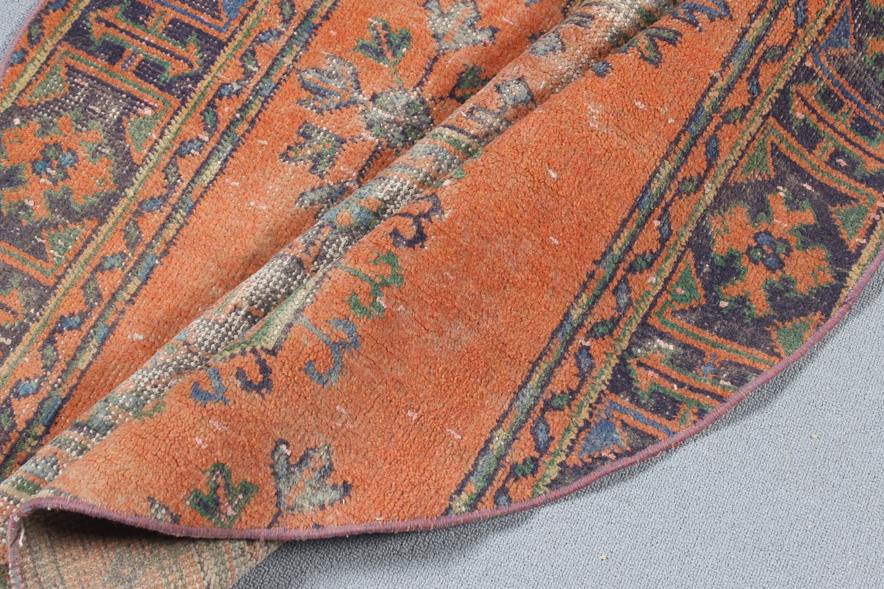 Orange Home Decor Rugs, Vintage Rug, Turkish Rugs, Vintage Decor Rugs, Decorative Rug, Kitchen Rugs, 4.2x4.3 ft Accent Rugs