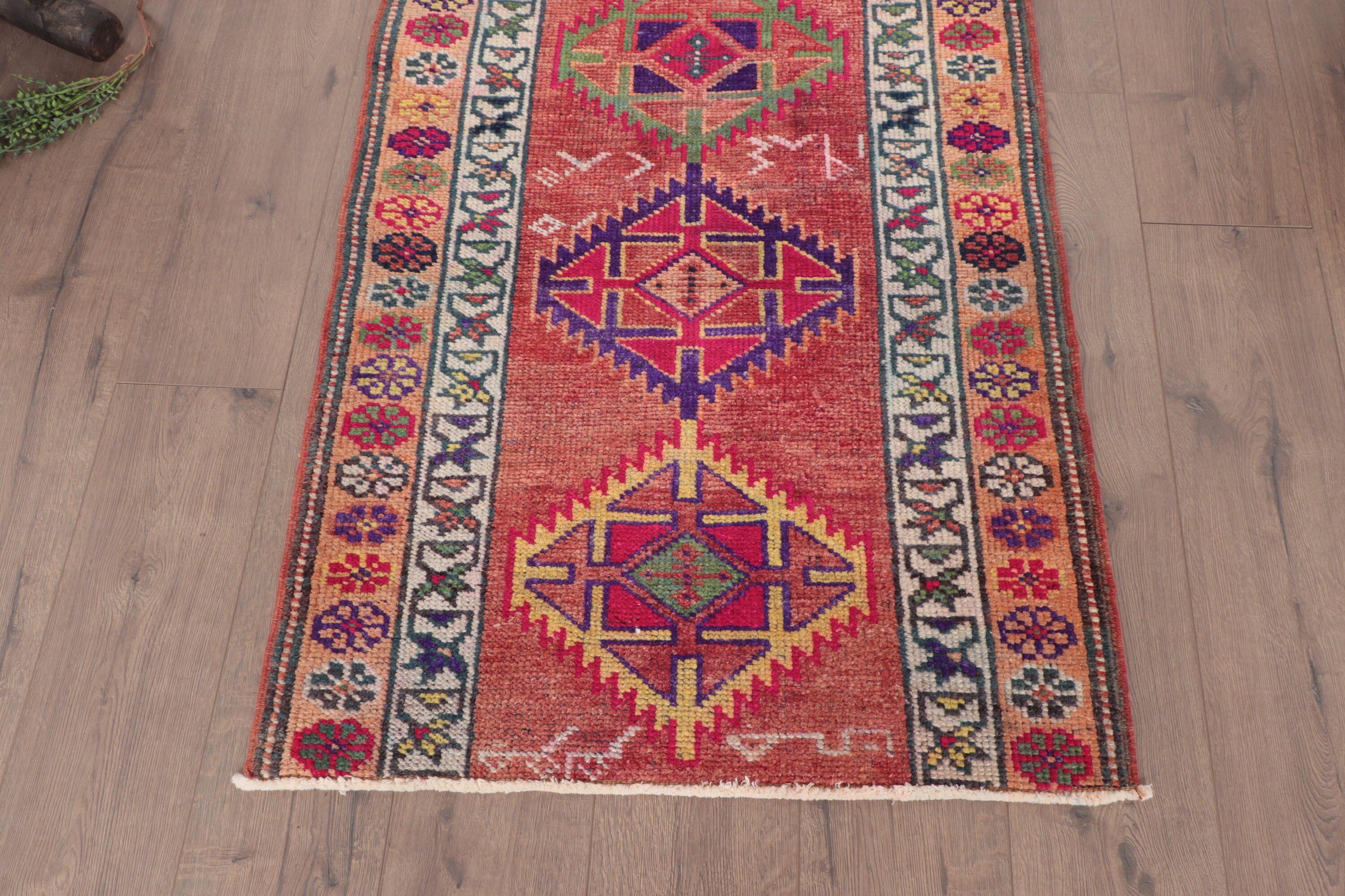 2,8x3,4 ft Küçük Halılar, Vintage Halı, Organik Halı, Küçük Boho Halıları, Turuncu Boho Halısı, Türk Halısı, Antika Halılar, Çocuk Halıları