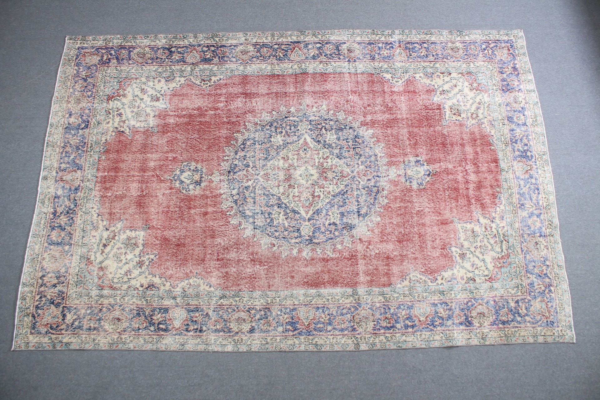 Saloon Rug, Red Wool Rugs, Cool Rug, Rugs for Saloon, Dining Room Rugs, Oriental Rug, Vintage Rug, 7.1x11 ft Oversize Rugs, Turkish Rug