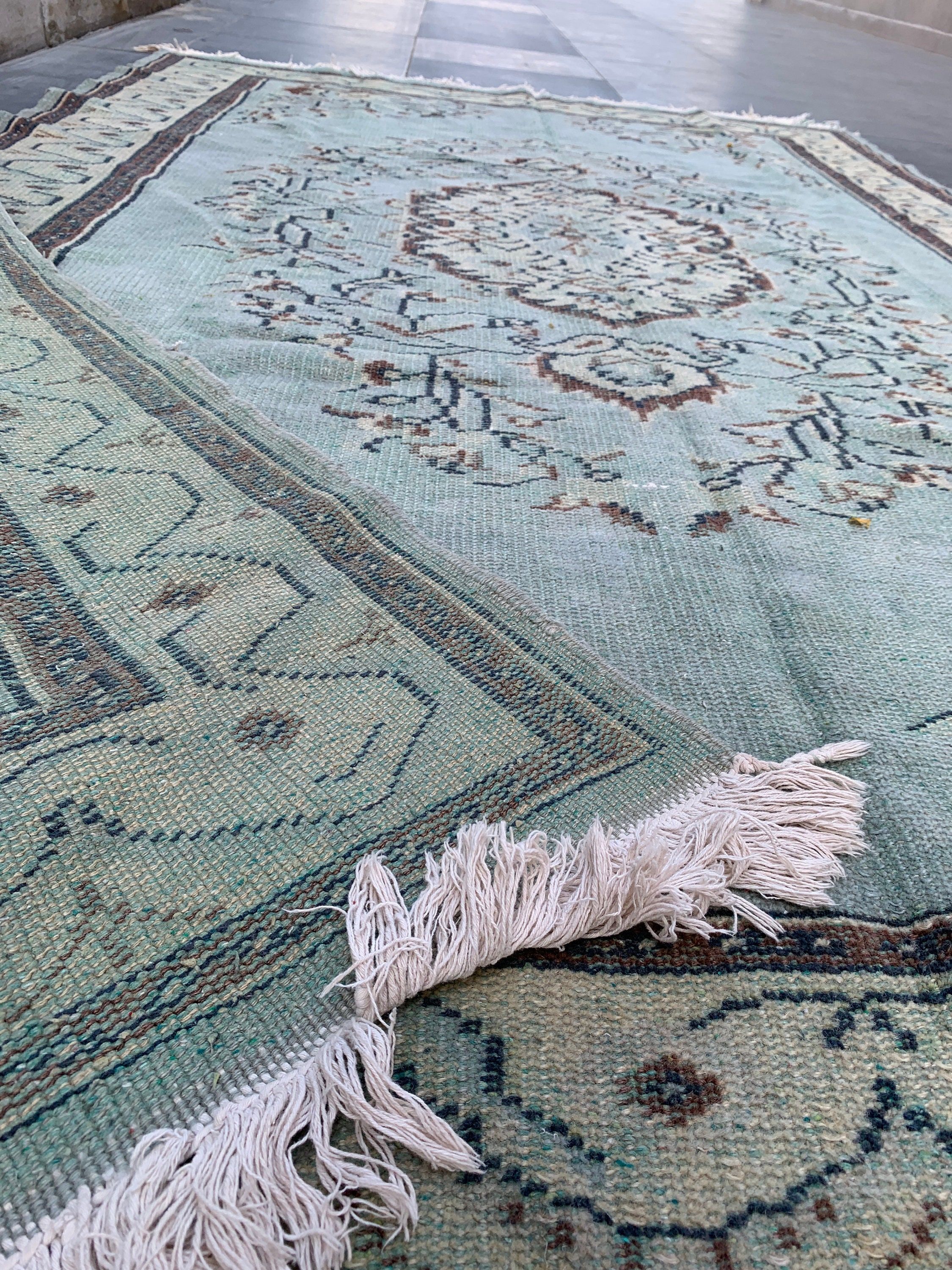 Green Antique Rug, Vintage Rugs, 5.9x9.5 ft Large Rugs, Eclectic Rugs, Turkish Rug, Cool Rug, Salon Rugs, Dining Room Rugs