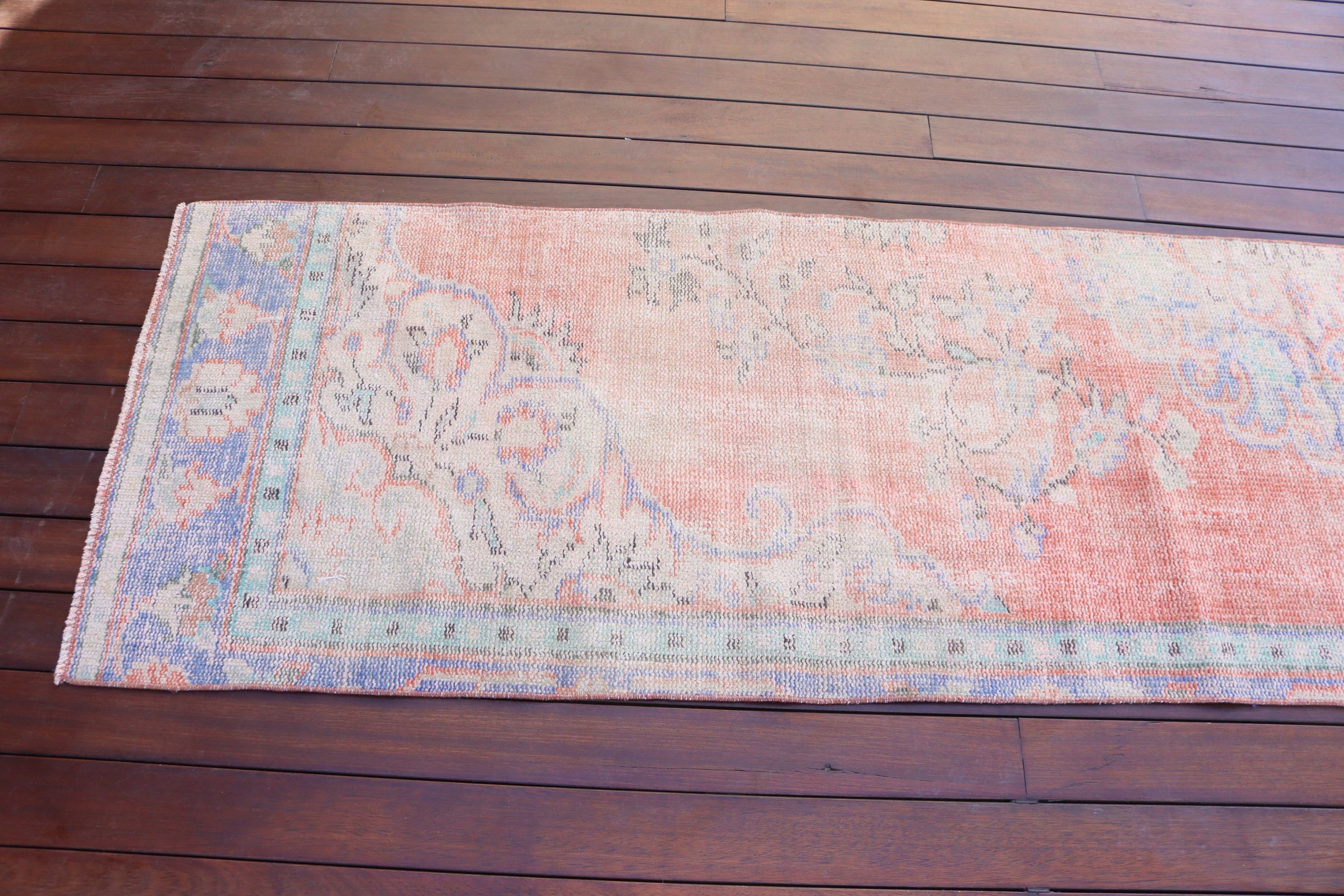 Uzun Koşucu için Halılar, Yer Halıları, Vintage Halılar, Kırmızı Yer Halısı, El Dokuma Halılar, Türk Halıları, 2.6x9.8 ft Koşucu Halısı, Merdiven Halısı, Koridor Halısı