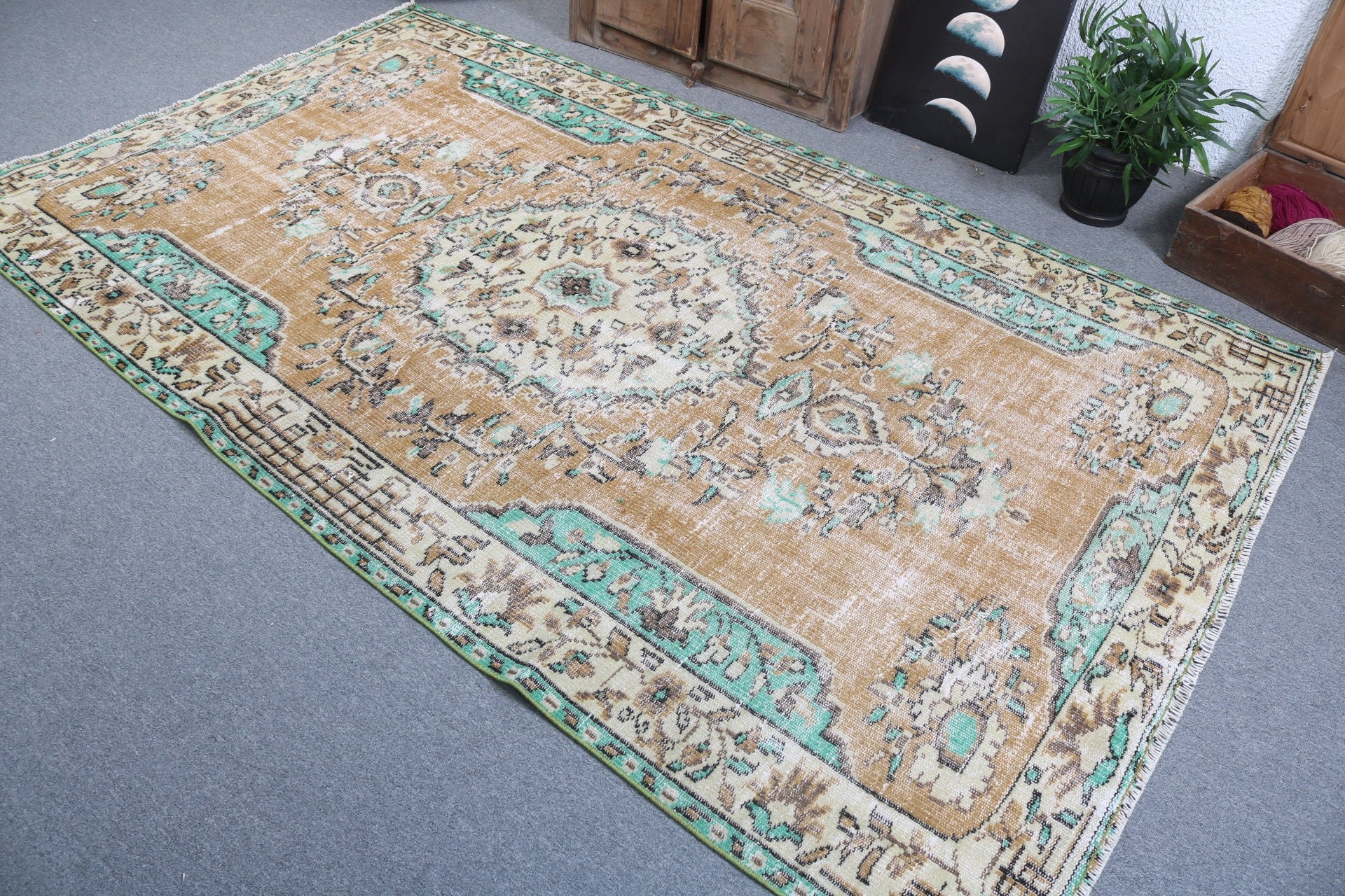 Kahverengi Modern Halı, Vintage Halı, Türk Halıları, Ev Dekorasyonu Halıları, 4.9x8.6 ft Büyük Halılar, Büyük Boho Halıları, El Dokuma Halı, Yemek Odası Halısı