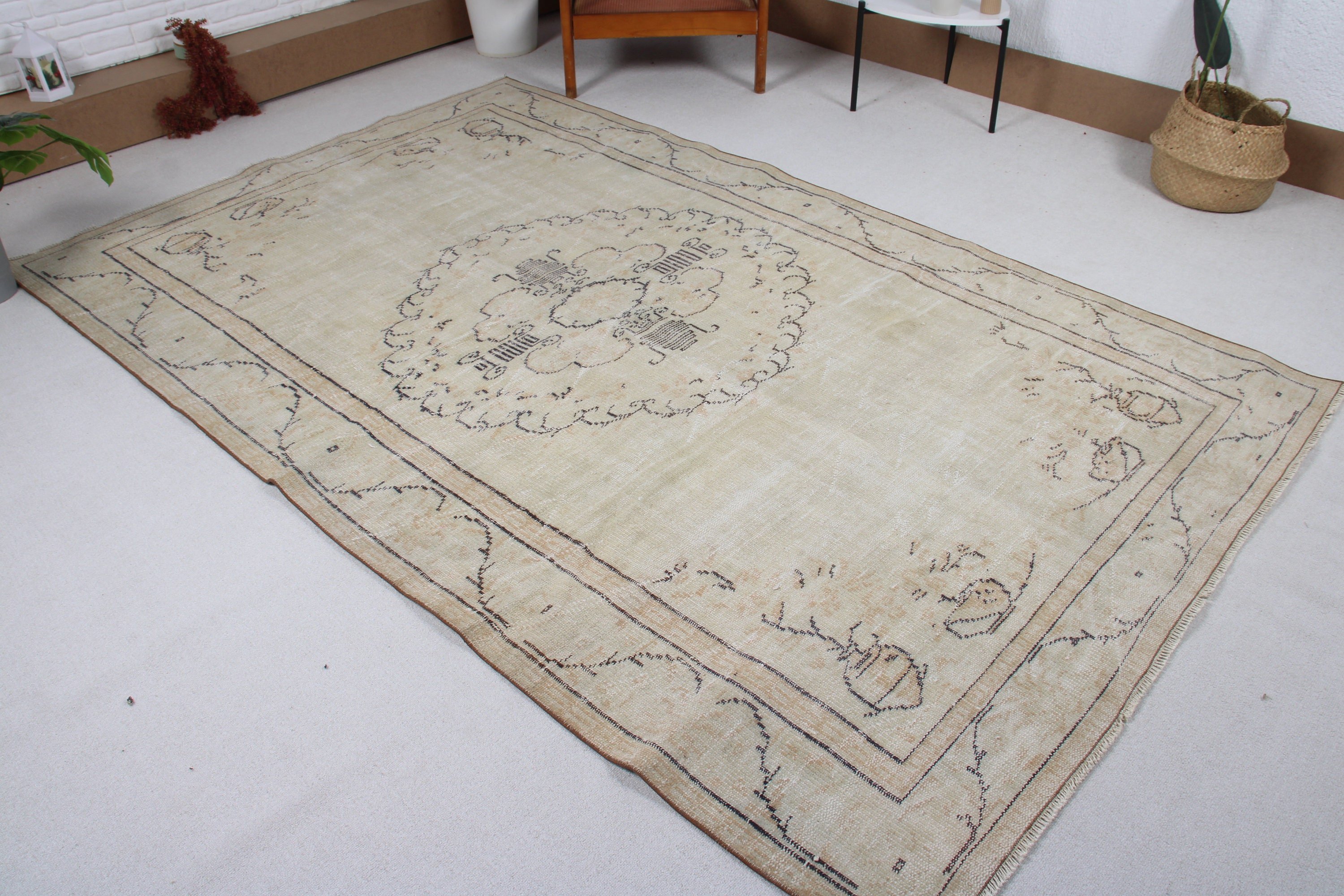 Vintage Halı, Oturma Odası Halıları, Yün Halılar, 5.6x9.1 ft Büyük Halılar, Mutfak Halıları, Büyük Vintage Halılar, Türk Halıları, Bej Antika Halılar