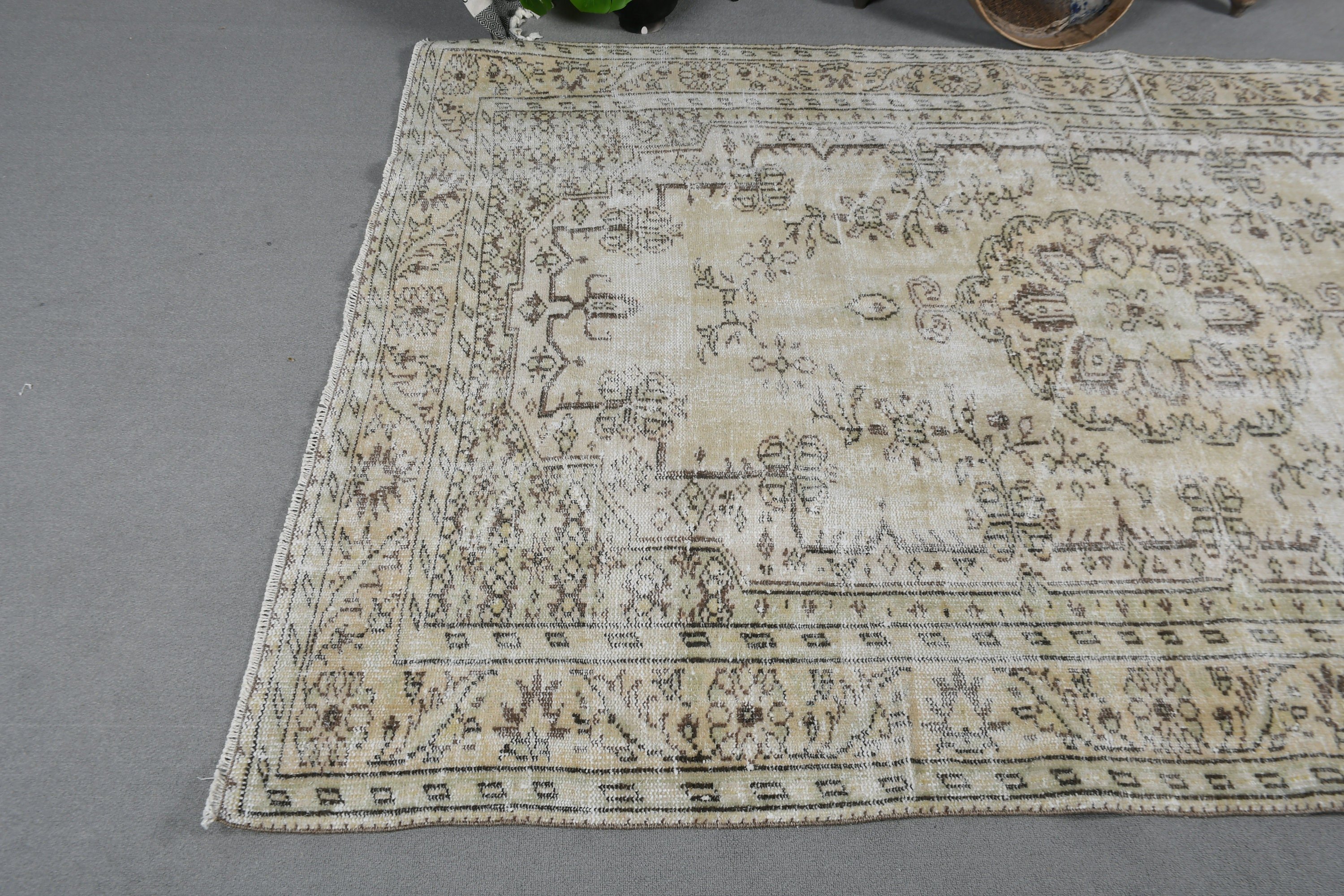 Turkish Rug, Green Oushak Rug, Salon Rug, Dining Room Rugs, Bohemian Rug, Antique Rug, 5.9x8.6 ft Large Rug, Vintage Rug