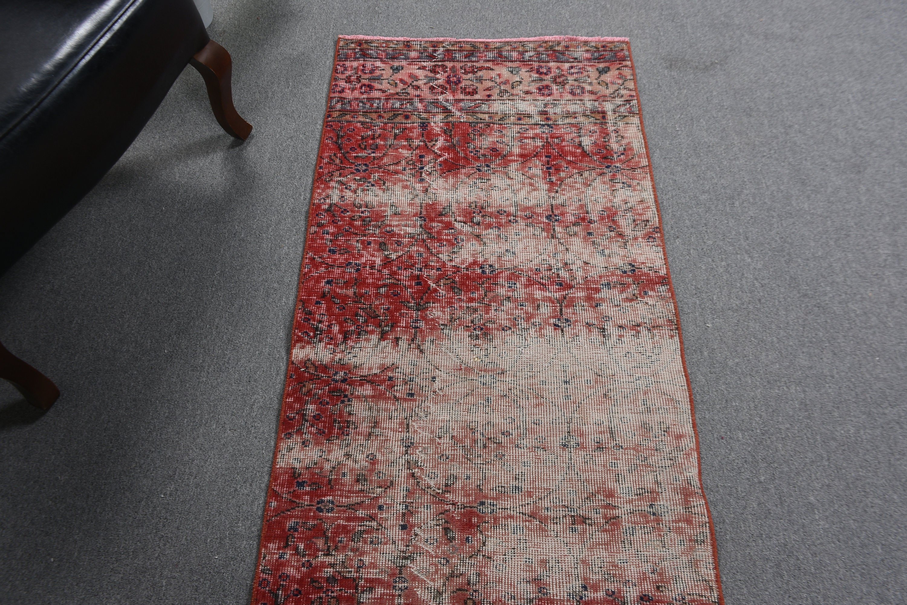 Vintage Rug, Cool Rug, Beni Ourain Runner Rug, Turkish Rugs, Kitchen Rug, Red  2.3x10 ft Runner Rug, Handwoven Rug, Luxury Rug