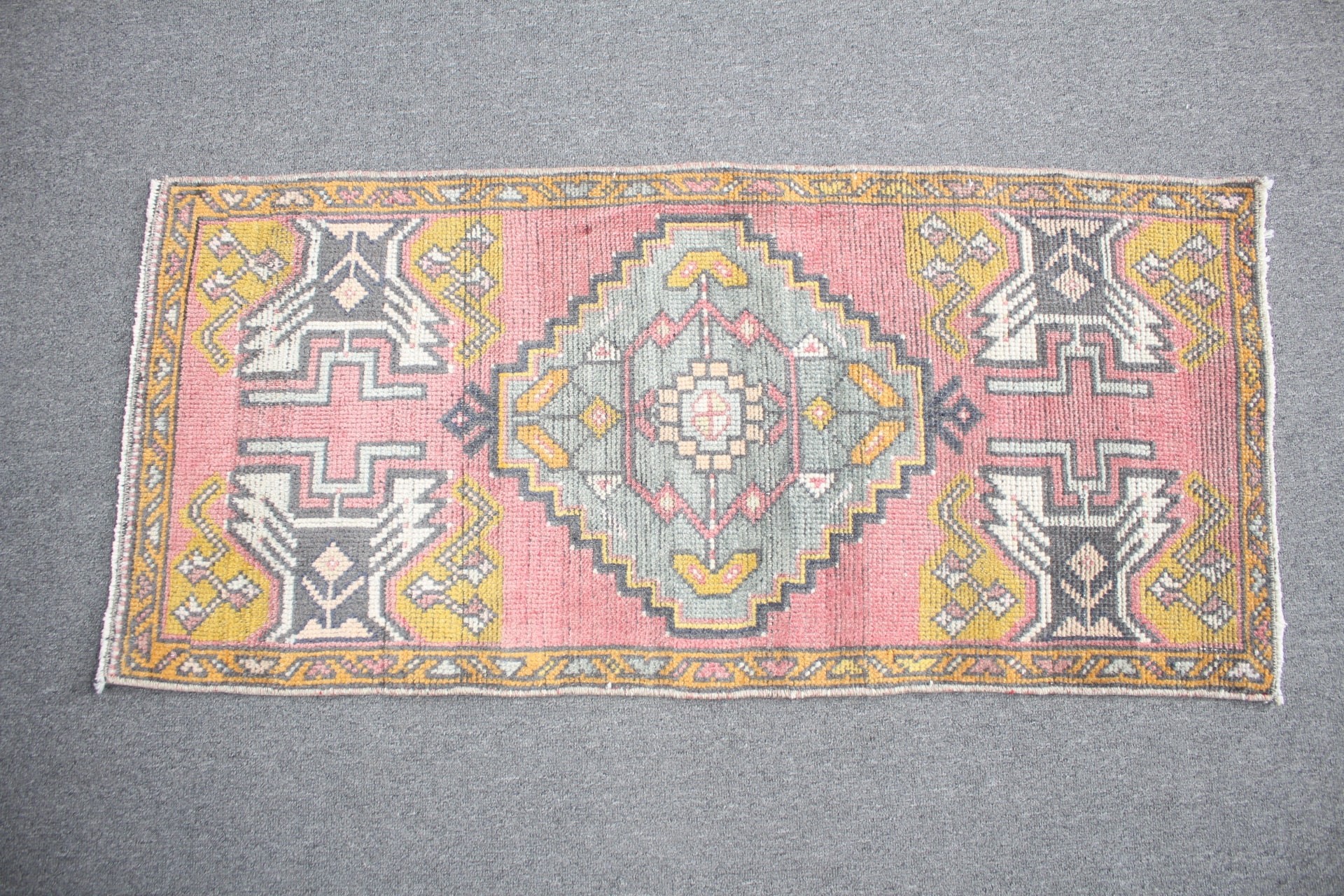 Yatak Odası Halıları, Yün Halı, Boho Halı, Kırmızı Yün Halı, Mutfak Halıları, Türk Halısı, Yer Halıları, Vintage Halı, Kapı Paspası Halısı, 1.6x3.5 ft Küçük Halı