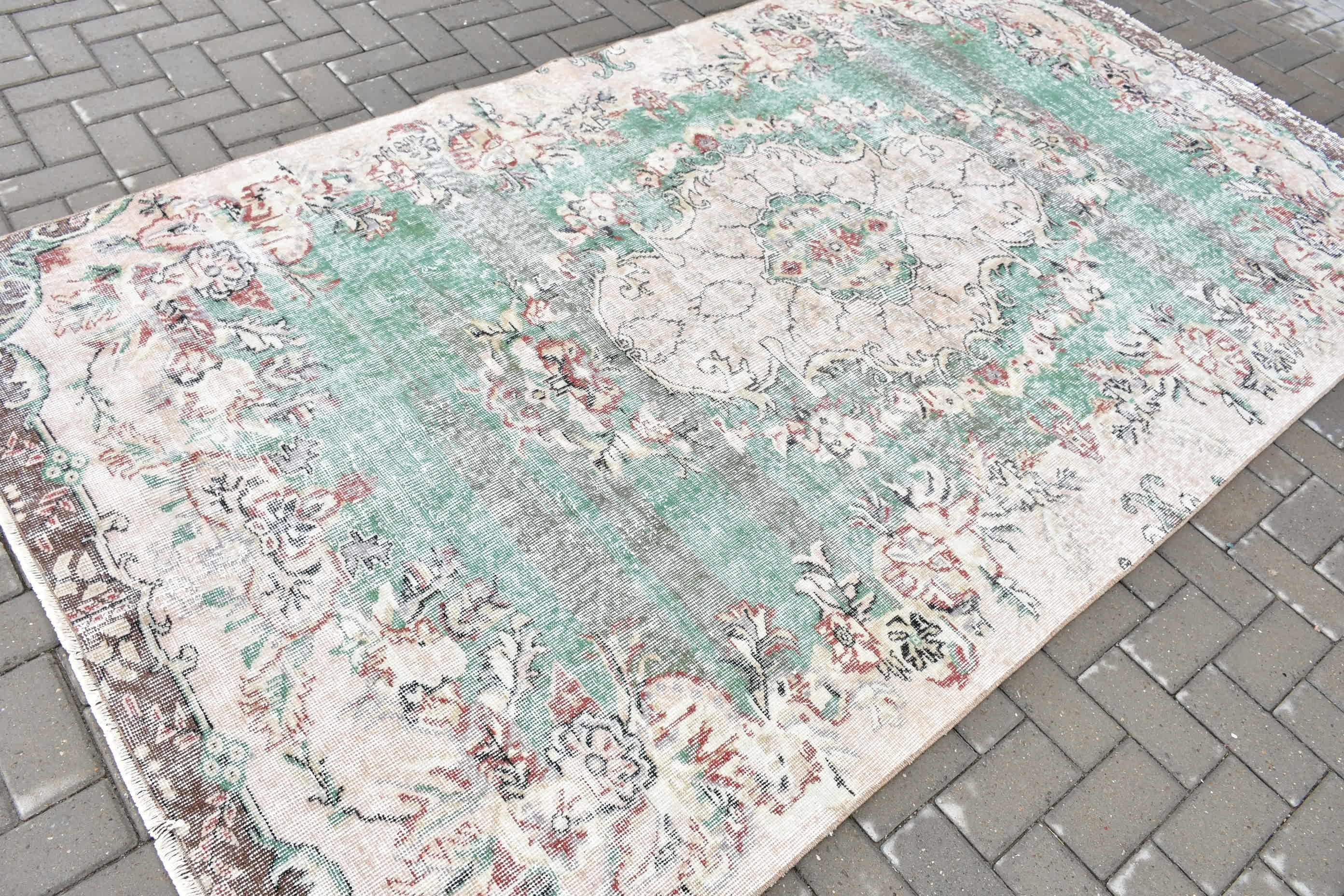 Eski Halı, Bej Mutfak Halısı, Türk Halıları, Yemek Odası Halısı, Oryantal Halı, 5,3x9,6 ft Büyük Halı, Vintage Halı, Oturma Odası Halısı, Anadolu Halıları