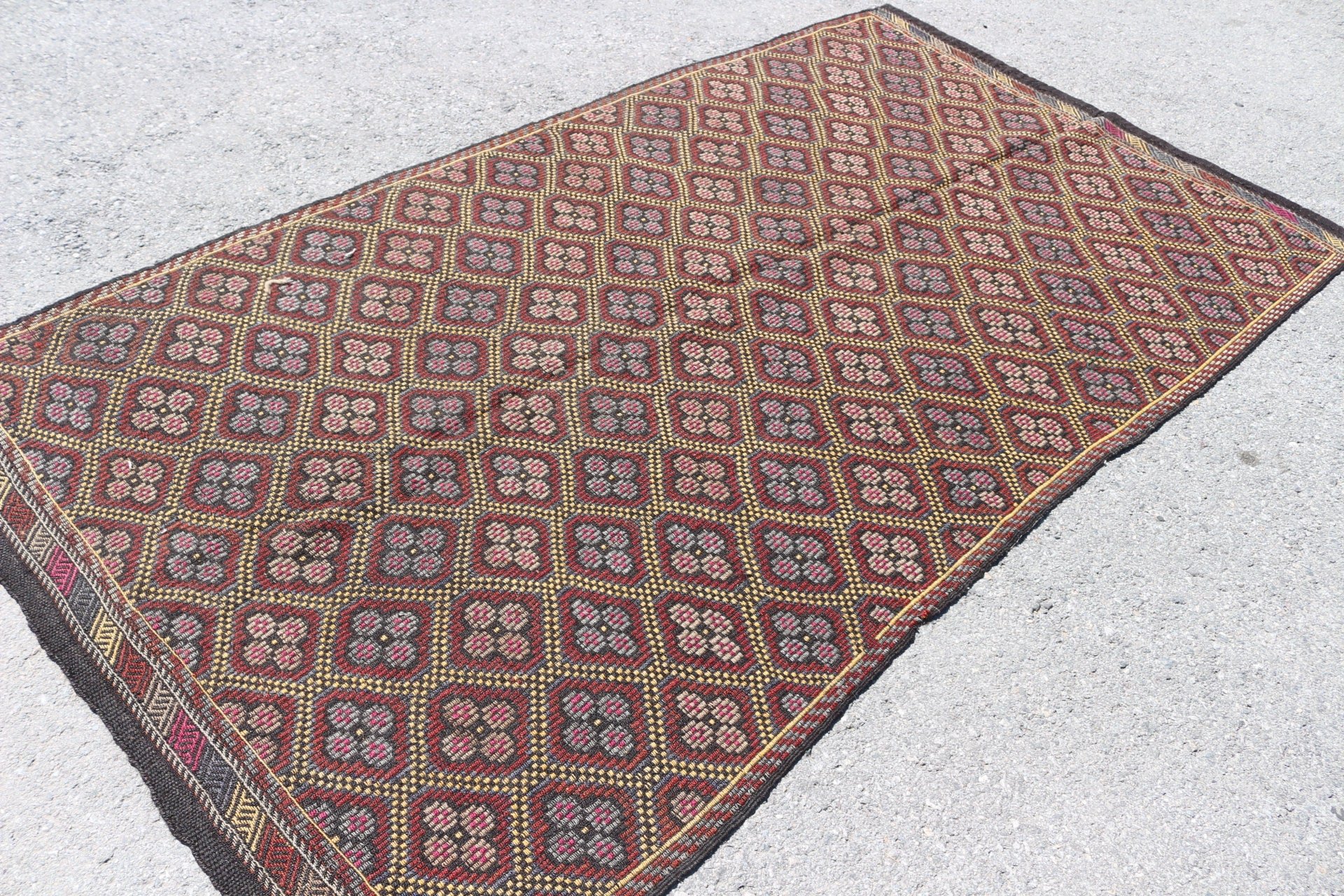 Oushak Halı, Kahverengi Oryantal Halılar, Yatak Odası Halıları, Vintage Halı, Yemek Odası Halısı, Türk Halısı, 5.1x8.6 ft Büyük Halı, Kilim