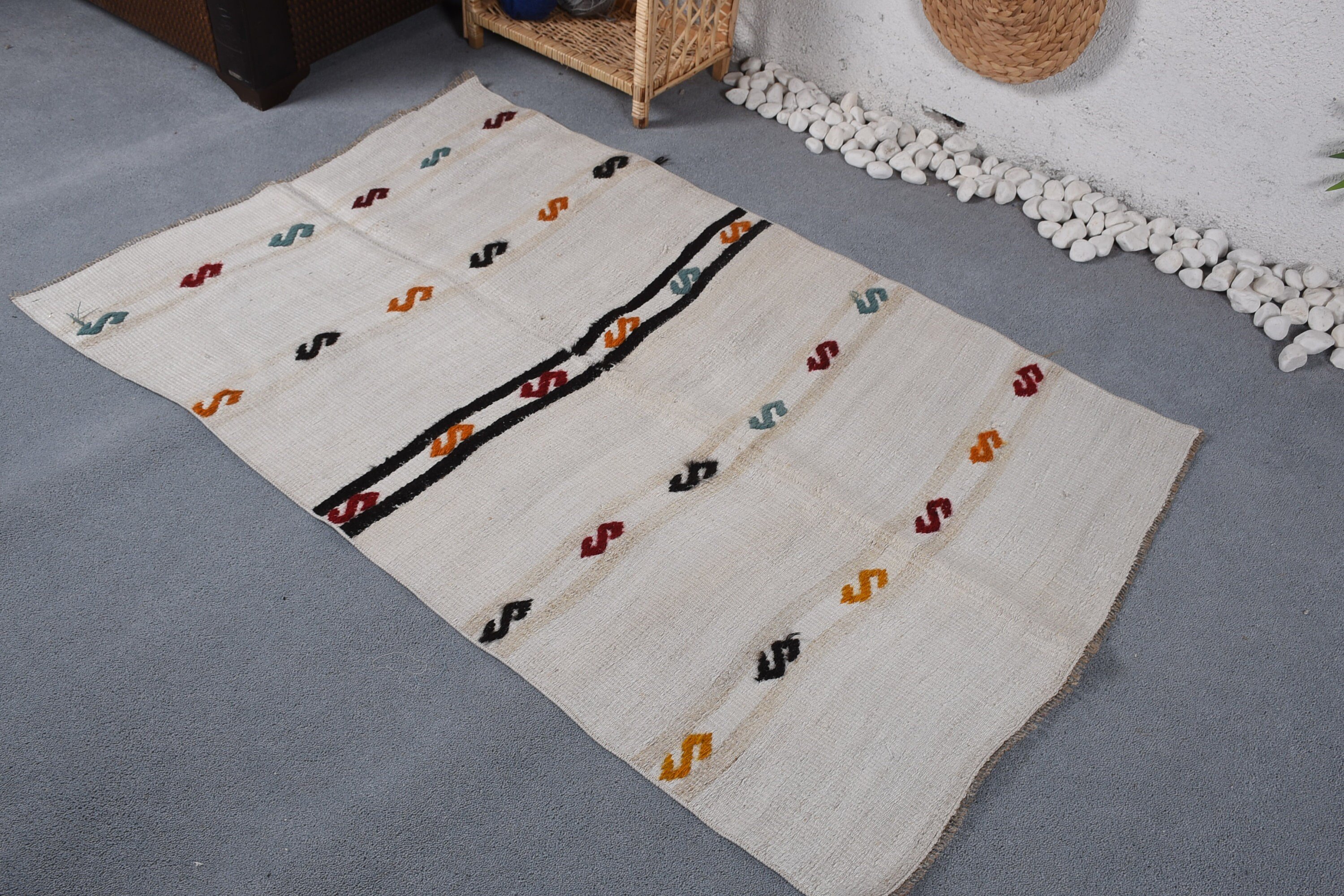 Kitchen Rugs, Colorful Rugs, Oriental Rugs, Entry Rug, Turkish Rugs, Rugs for Entry, Muted Rug, 3.3x5.1 ft Accent Rug, Vintage Rugs