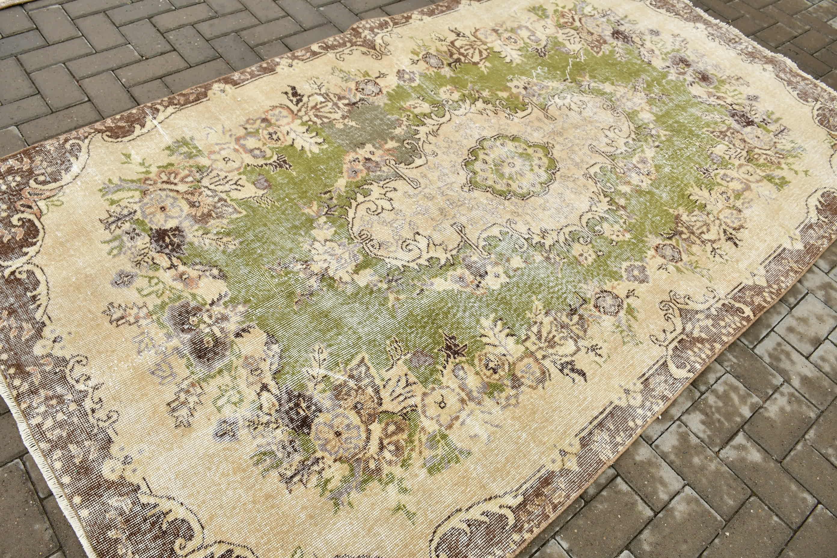 5x8.7 ft Large Rugs, Anatolian Rug, Green Moroccan Rug, Salon Rug, Bedroom Rugs, Vintage Rug, Turkish Rug, Vintage Decor Rugs