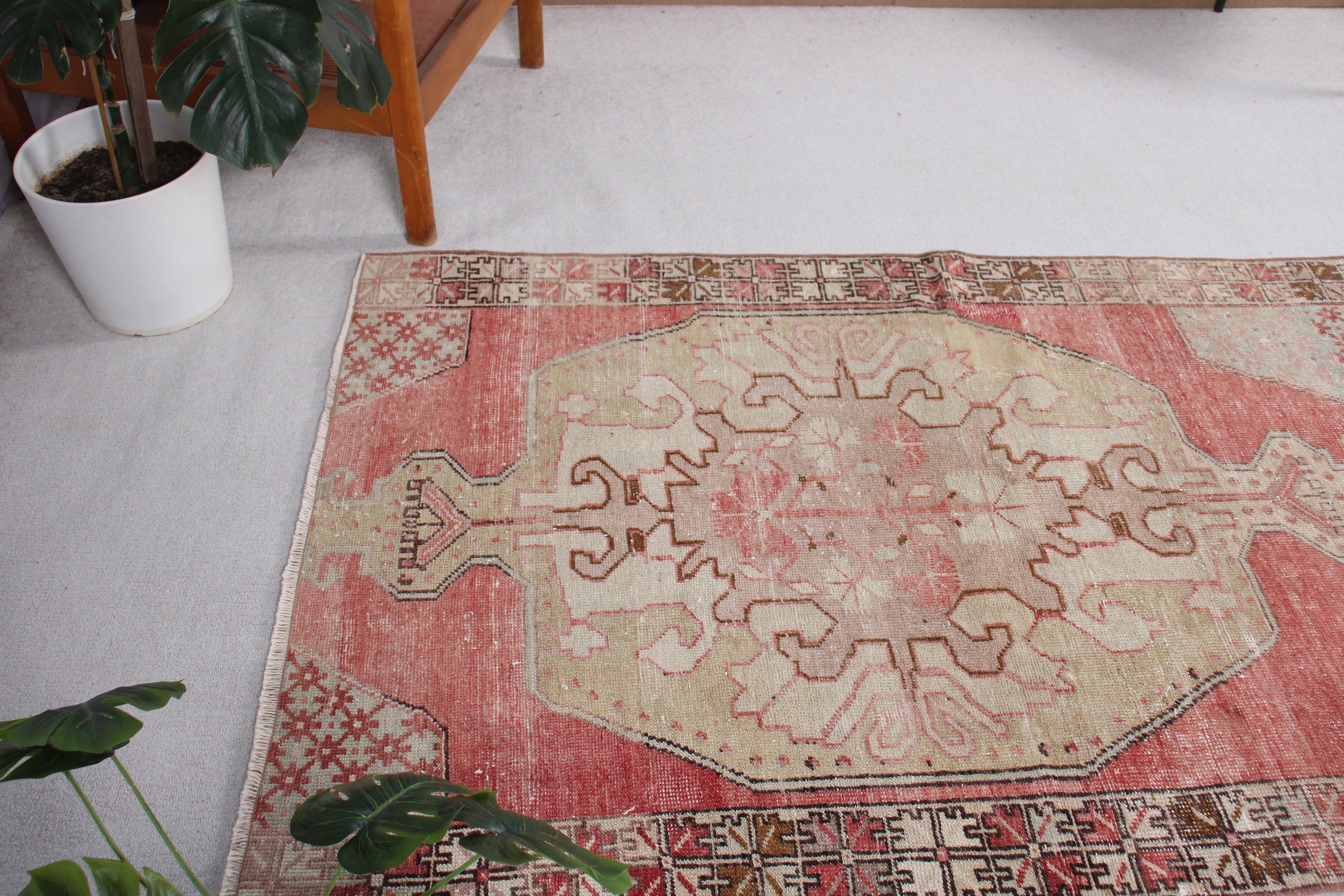 Red Anatolian Rugs, Nursery Rugs, Oushak Rugs, Turkish Rugs, Vintage Rugs, Neutral Rugs, Modern Rug, Decorative Rugs, 3.7x6.2 ft Accent Rug