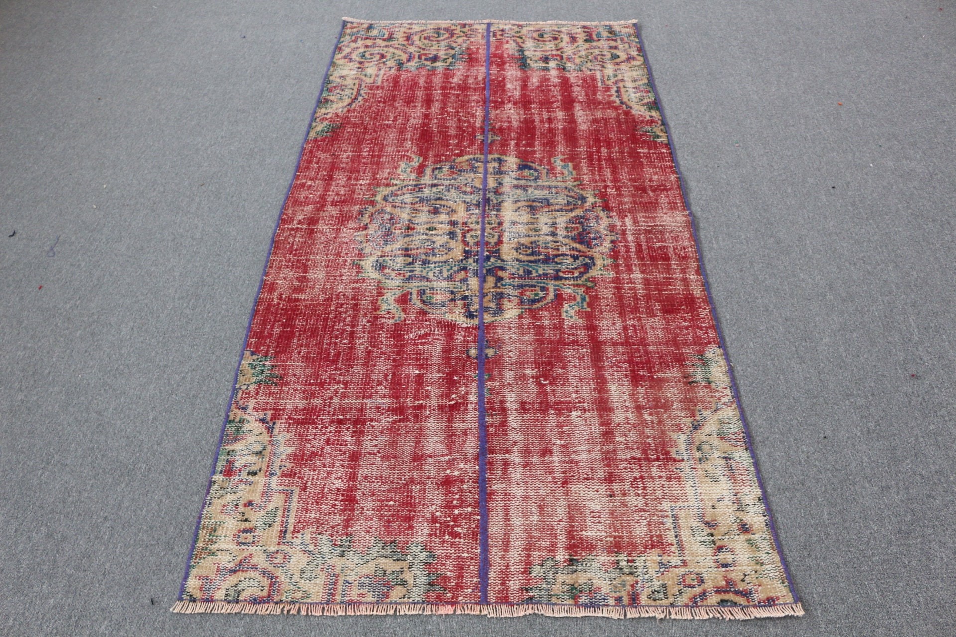 Vintage Rug, Moroccan Rug, Turkish Rugs, 3.4x6.7 ft Accent Rug, Entry Rug, Red Cool Rug, Kitchen Rugs, Old Rug, Cool Rugs, Rugs for Bedroom