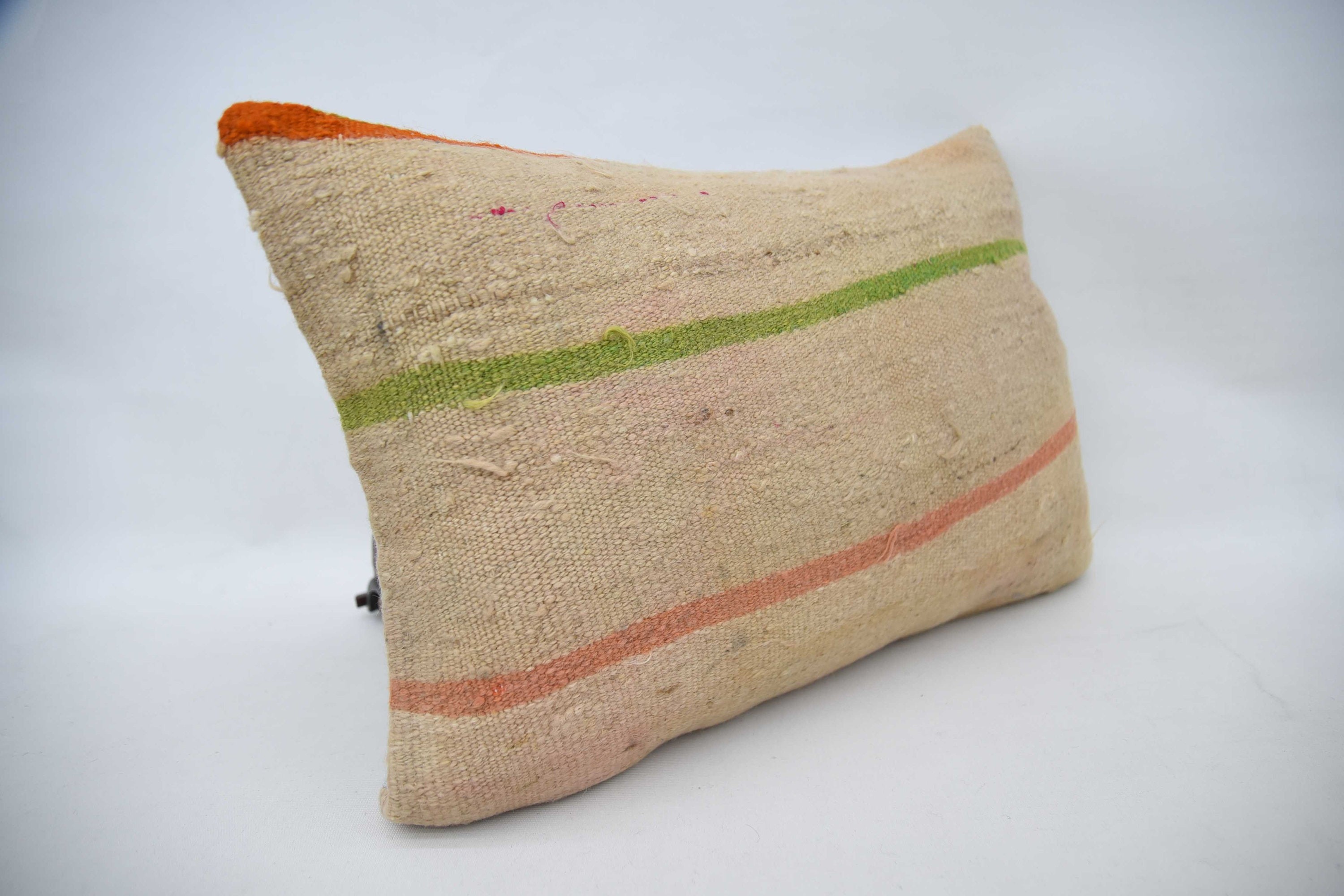 Outdoor Bolster Pillow Case, 16"x24" Orange Pillow Case, Pillow for Sofa, Turkish Kilim Pillow, Vintage Kilim Pillow