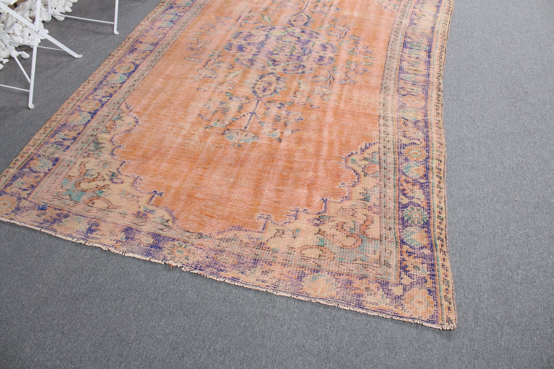 Bedroom Rug, Turkish Rugs, 5.5x8.1 ft Large Rugs, Orange Floor Rugs, Home Decor Rugs, Dining Room Rugs, Oriental Rugs, Vintage Rugs