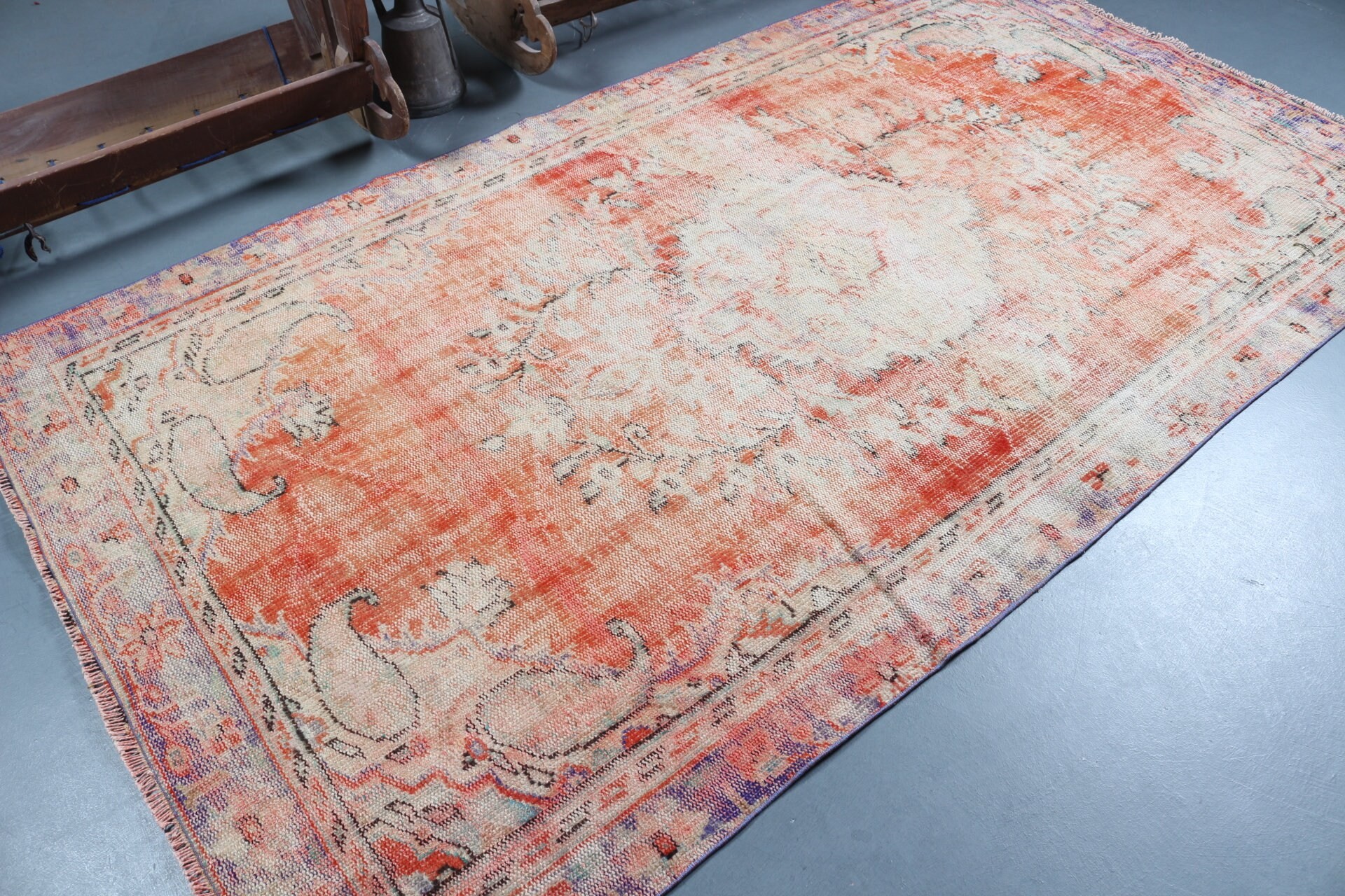 Bedroom Rug, Red Wool Rug, Turkish Rugs, Rugs for Salon, Moroccan Rug, Salon Rug, Vintage Rug, 5x8.9 ft Large Rugs, Home Decor Rugs