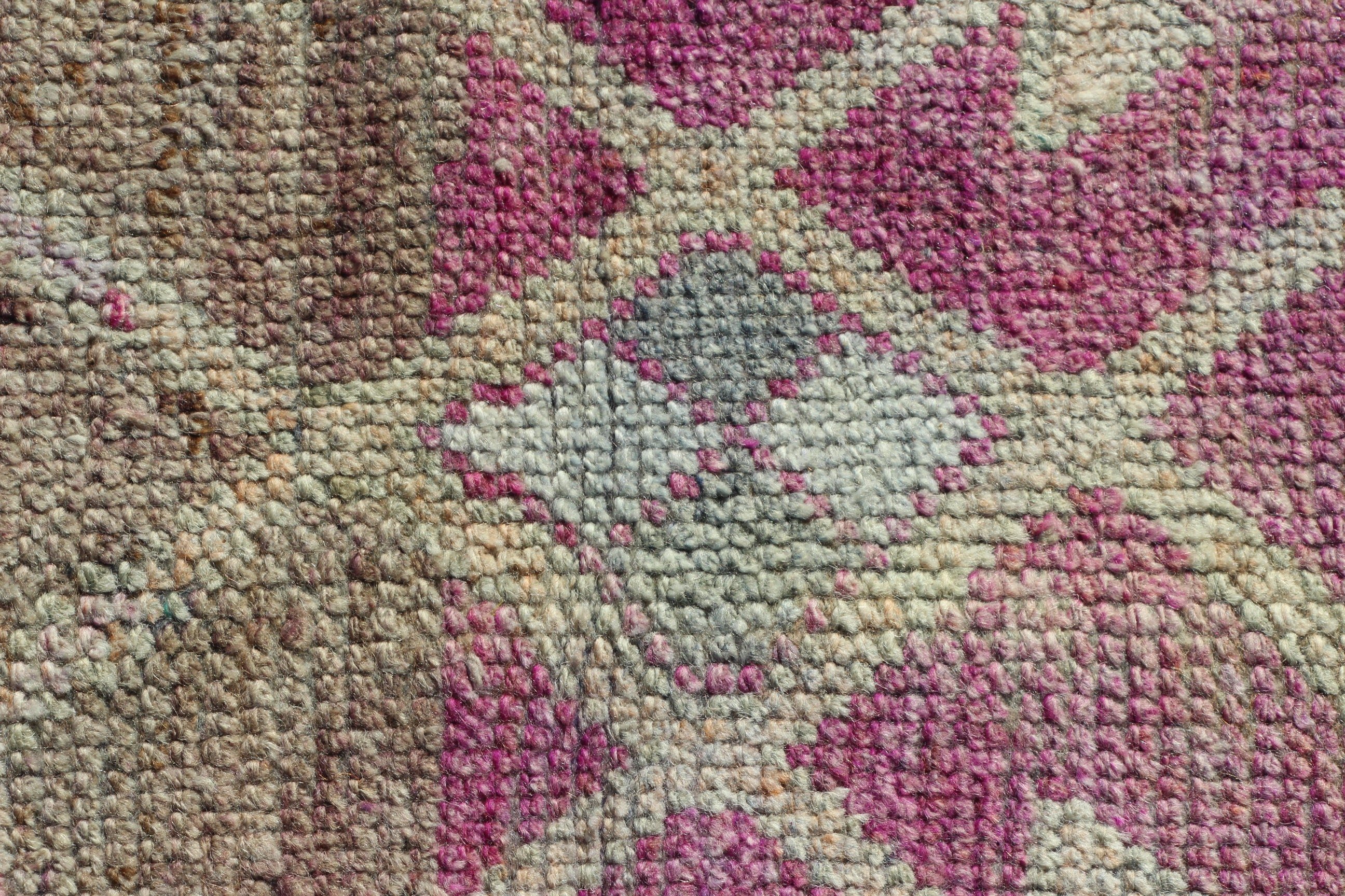 Yün Halı, Türk Halısı, Vintage Yolluk Halısı, Vintage Halılar, 3,1x11,3 ft Runner Halıları, Pembe Geometrik Halı, Merdiven Halısı, Lüks Halılar, Oryantal Halılar