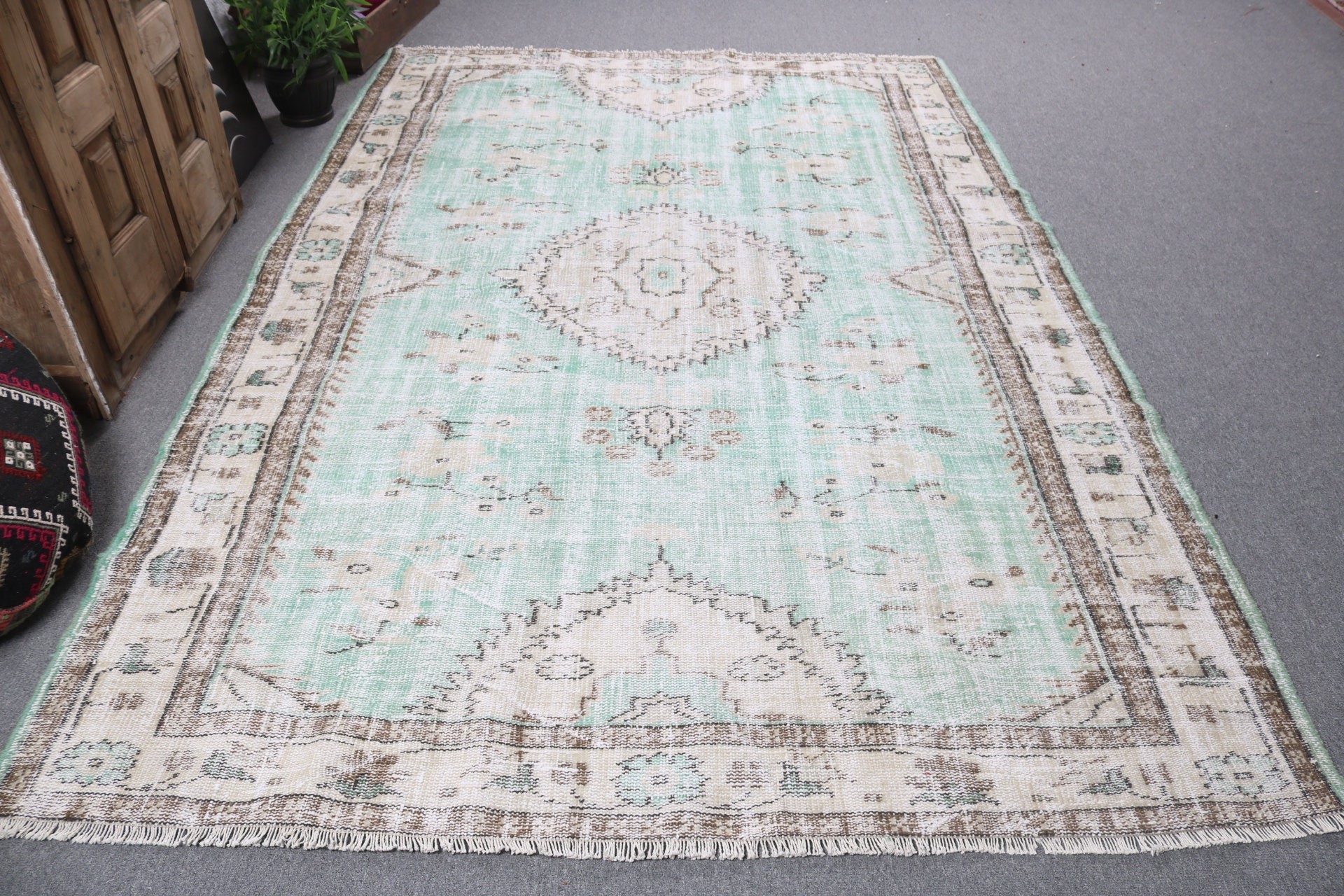 Oturma Odası Halısı, Kabile Halısı, Yeşil Soğuk Halı, Mutfak Halısı, Türk Halıları, Büyük Boho Halısı, Vintage Halı, Fas Halıları, 6,3x9,4 ft Büyük Halılar