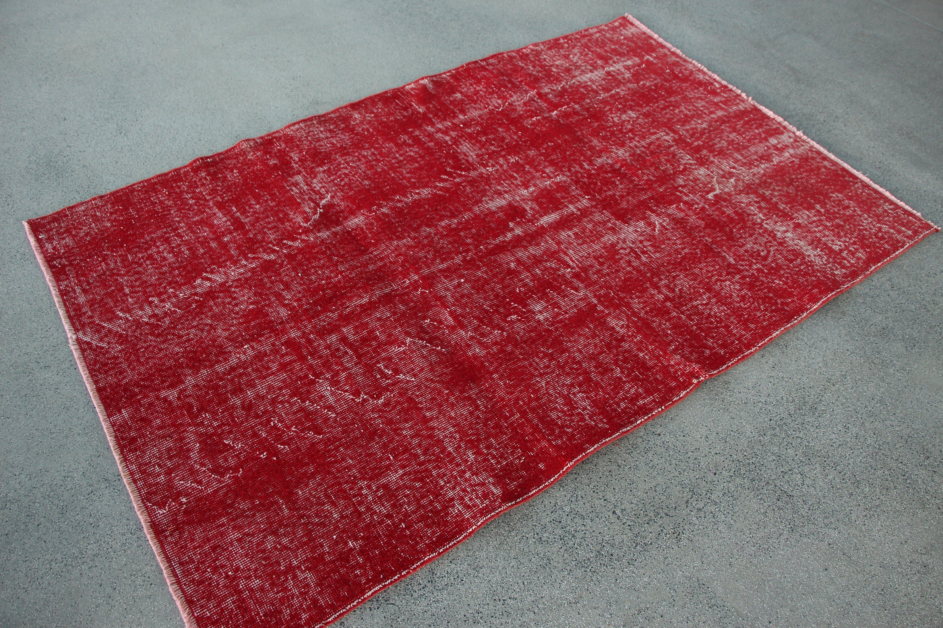 Red Oriental Rug, Wool Rugs, Turkish Rugs, Indoor Rugs, Dining Room Rug, Oriental Rugs, Rugs for Area, 4.1x6.4 ft Area Rugs, Vintage Rug