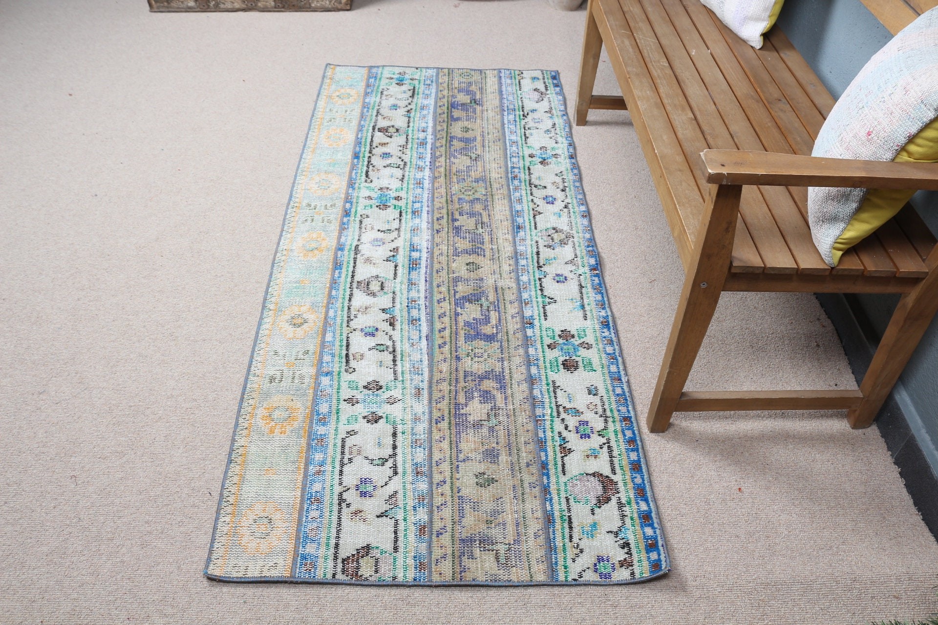 Bedroom Rug, Turkish Rug, Vintage Rug, Rugs for Bedroom, Moroccan Rug, Blue  2.7x6.2 ft Accent Rug, Natural Rug, Nursery Rugs