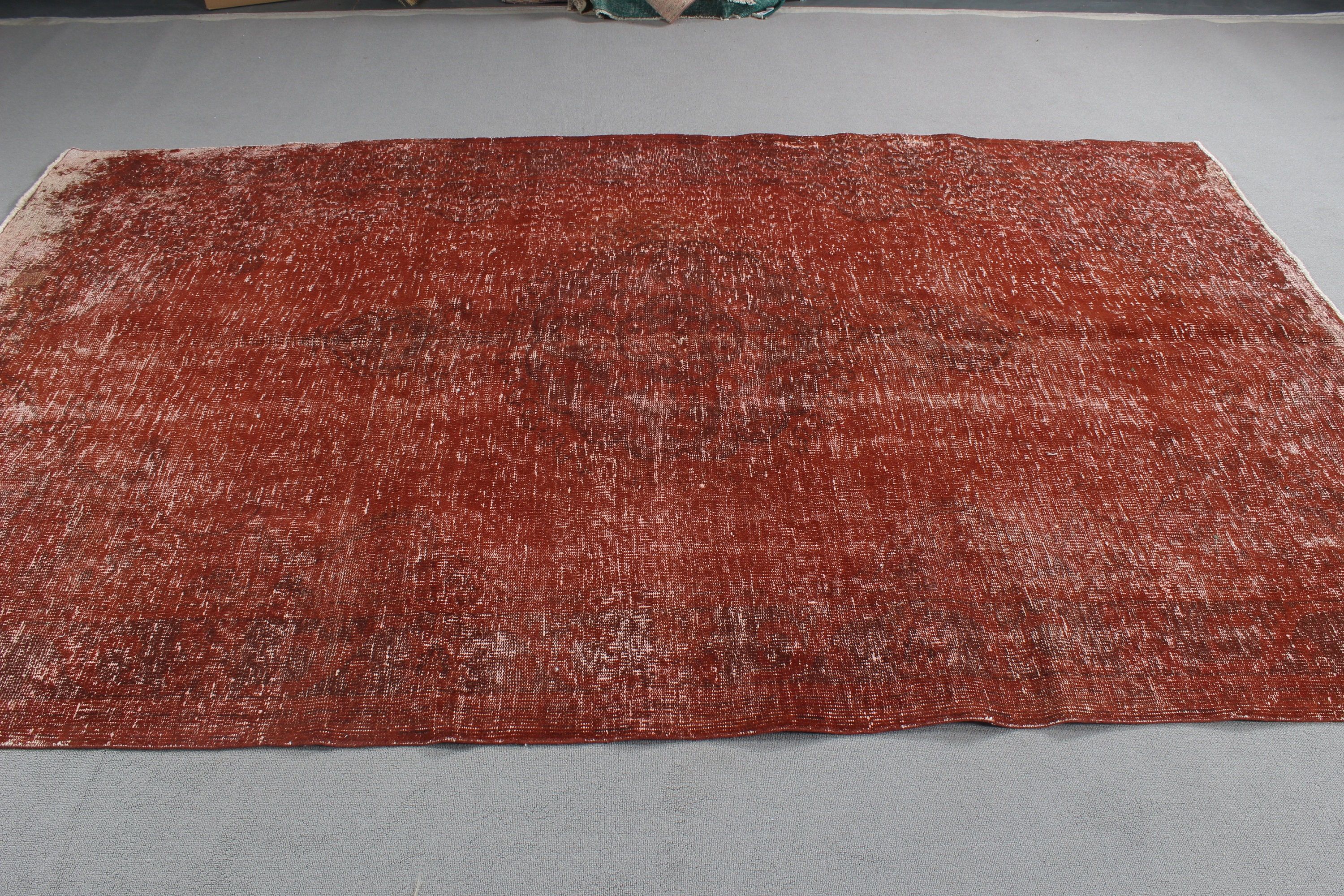 Türk Halıları, Havalı Halılar, Anadolu Halıları, Yemek Odası Halıları, 6x9,8 ft Büyük Halılar, Vintage Halı, Oturma Odası Halısı, Kahverengi Düz Dokuma Halı