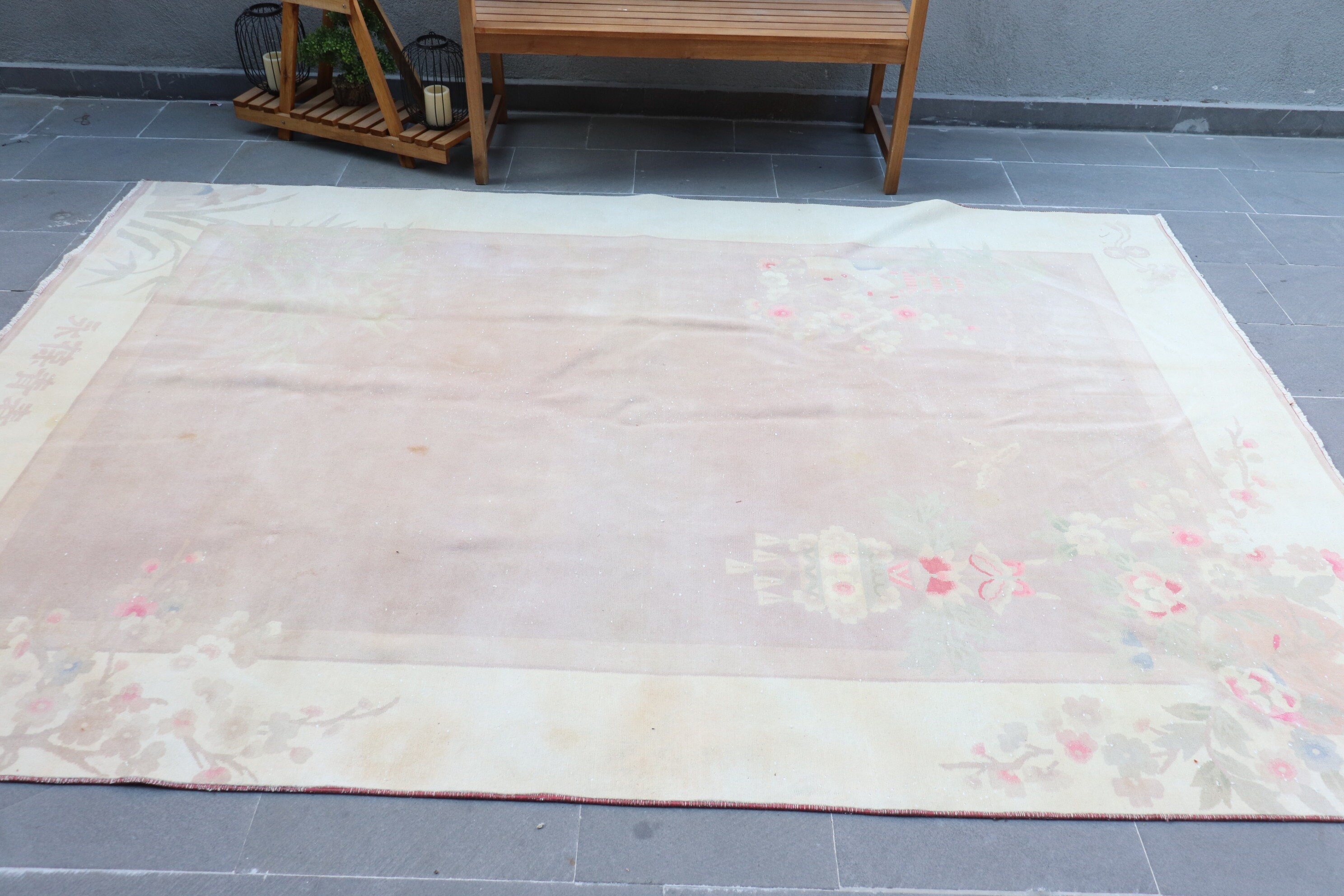 Living Room Rugs, Home Decor Rug, Cute Rugs, Vintage Rug, Turkish Rugs, Kitchen Rug, Pink Wool Rugs, Dining Room Rug, 6.5x9.7 ft Large Rugs