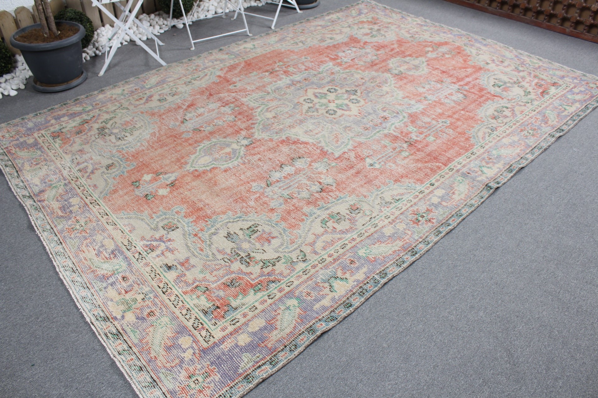 Vintage Decor Rug, Saloon Rug, Oriental Rug, Turkish Rugs, Salon Rugs, Red Cool Rug, Vintage Rug, 6.7x10.5 ft Oversize Rugs, Oushak Rugs