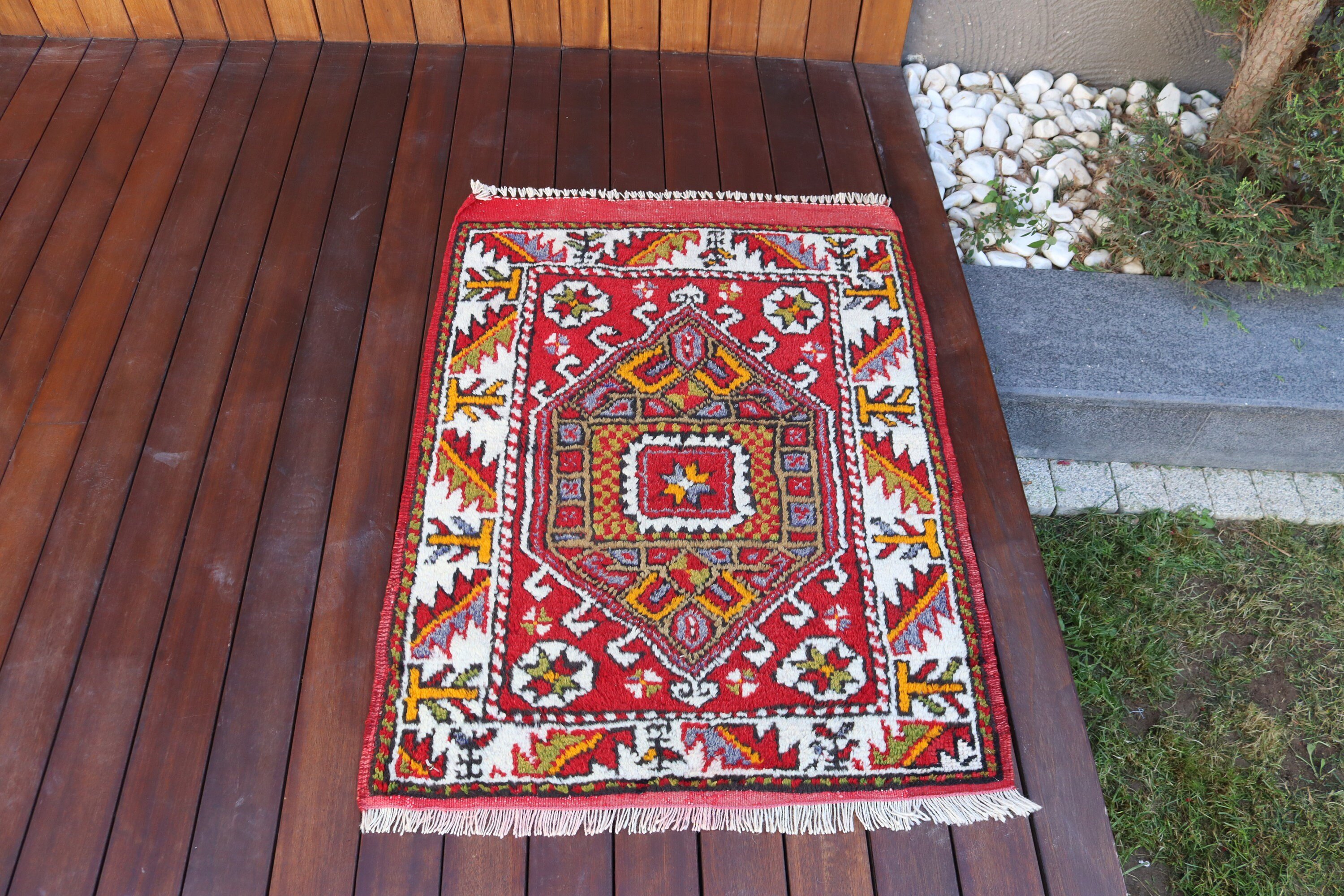 Ethnic Rug, Entry Rugs, Small Vintage Rugs, 2.5x3.3 ft Small Rugs, Vintage Rugs, Turkish Rug, Red Home Decor Rug, Oriental Rugs, Boho Rugs