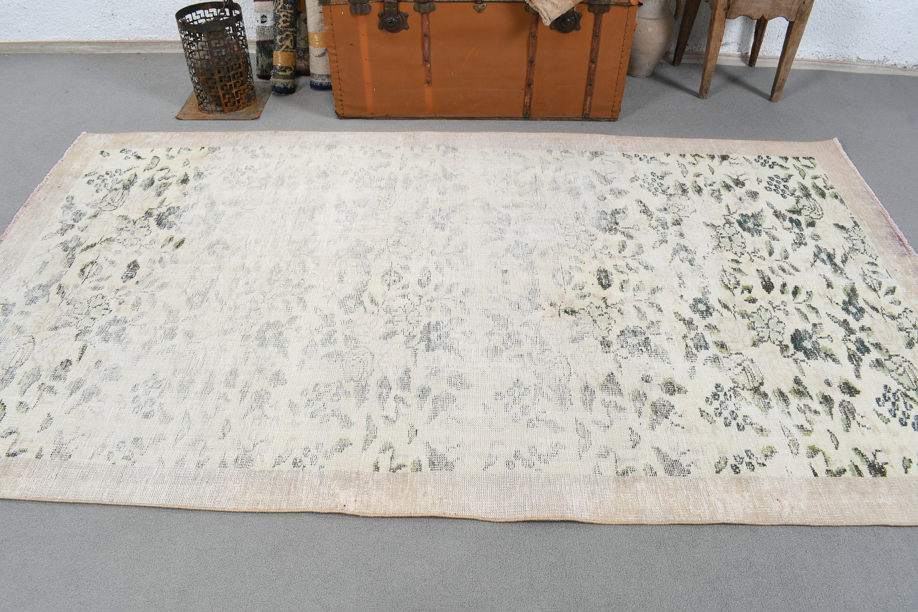 Wool Rug, Living Room Rug, Bedroom Rugs, Beige Boho Rug, Dining Room Rug, 4.7x8.5 ft Area Rugs, Turkish Rugs, Rugs for Indoor, Vintage Rug