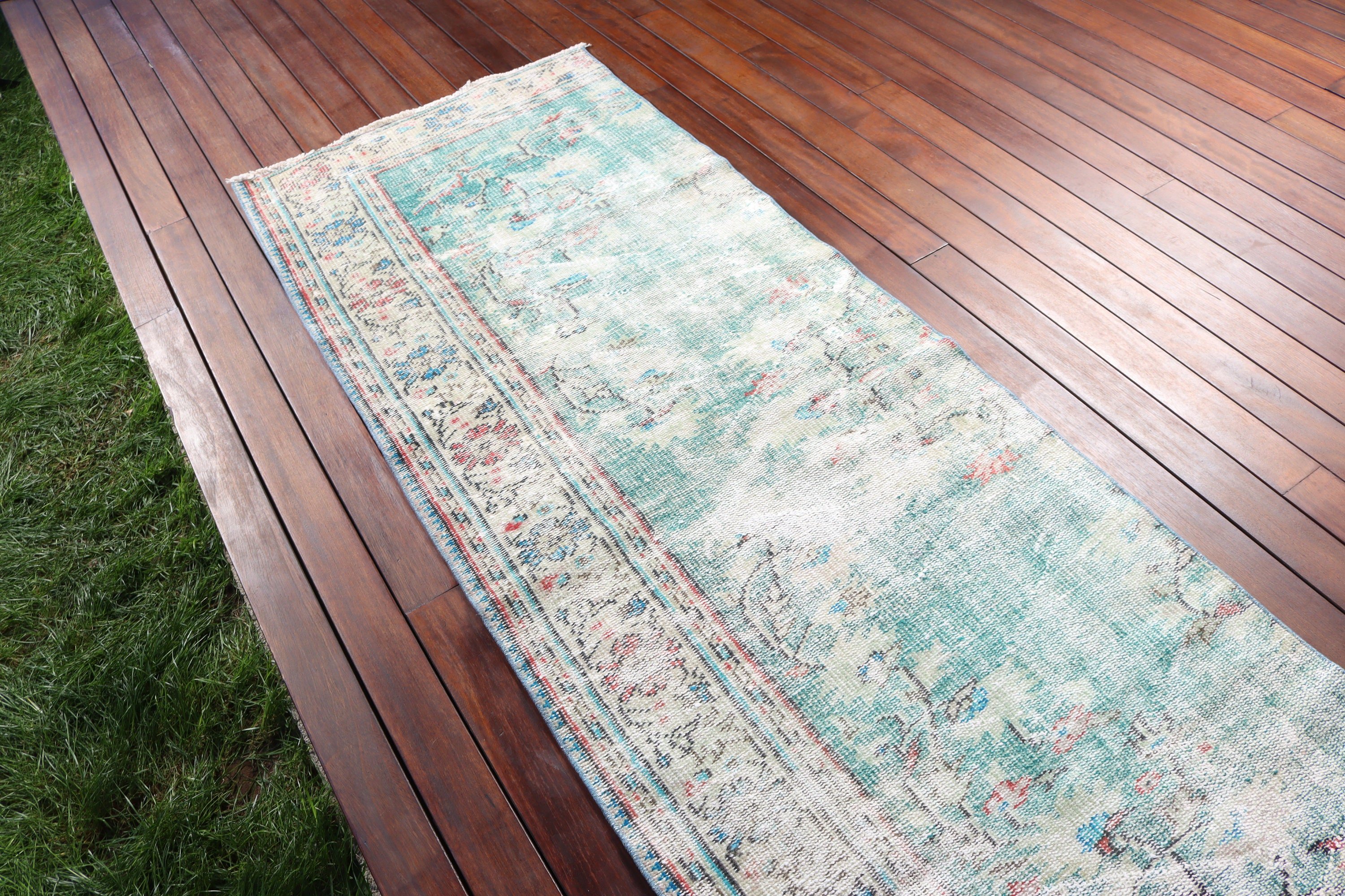 Cool Rugs, Statement Rugs, Kitchen Rug, Long Runner Rug, 2.8x8.3 ft Runner Rug, Green Handwoven Rugs, Vintage Rugs, Boho Rugs, Turkish Rugs