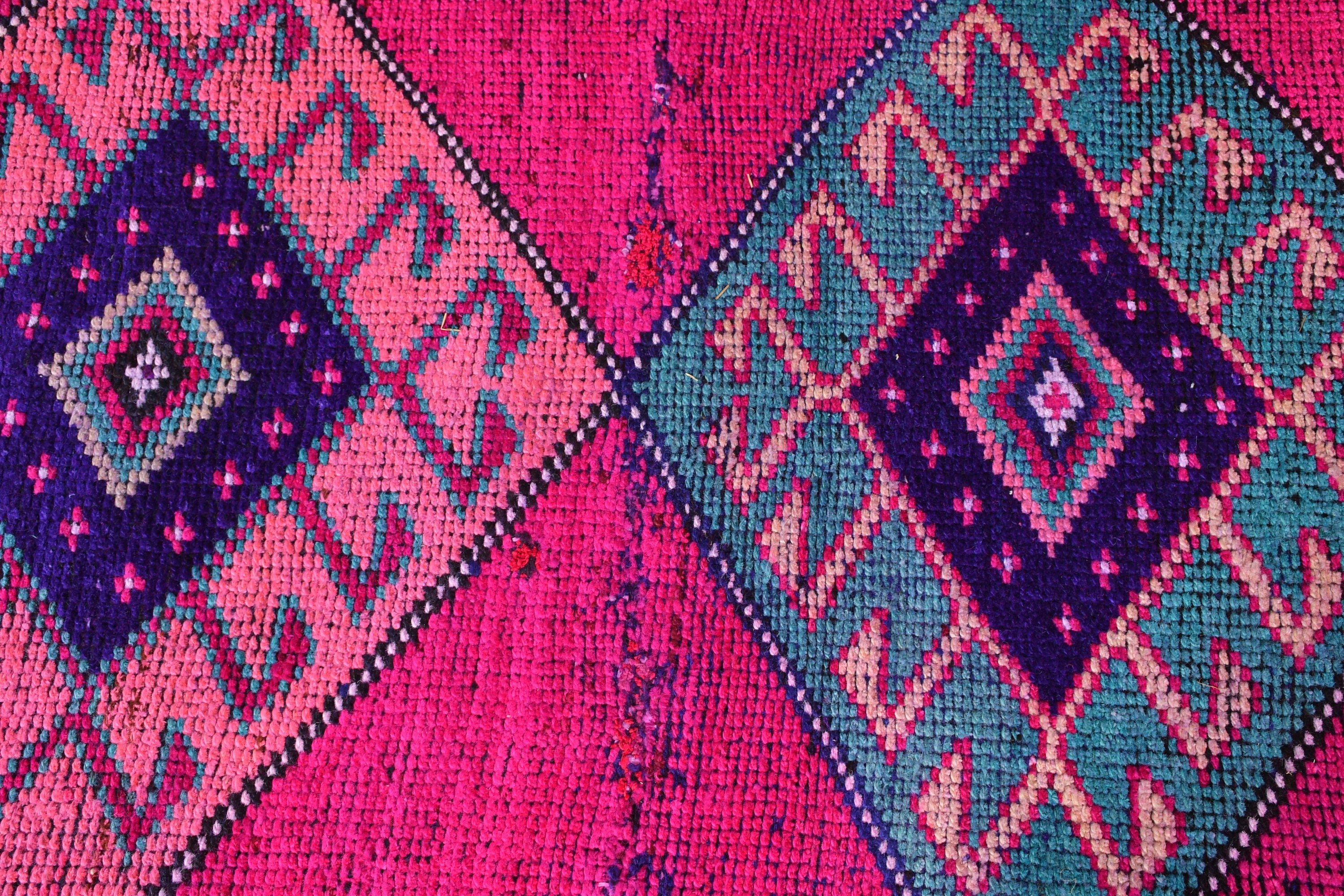 Vintage Rug, Wool Rug, Floor Rug, Rugs for Runner, Pink Home Decor Rugs, Turkish Rug, Stair Rug, 3.1x8.9 ft Runner Rug, Kitchen Rug