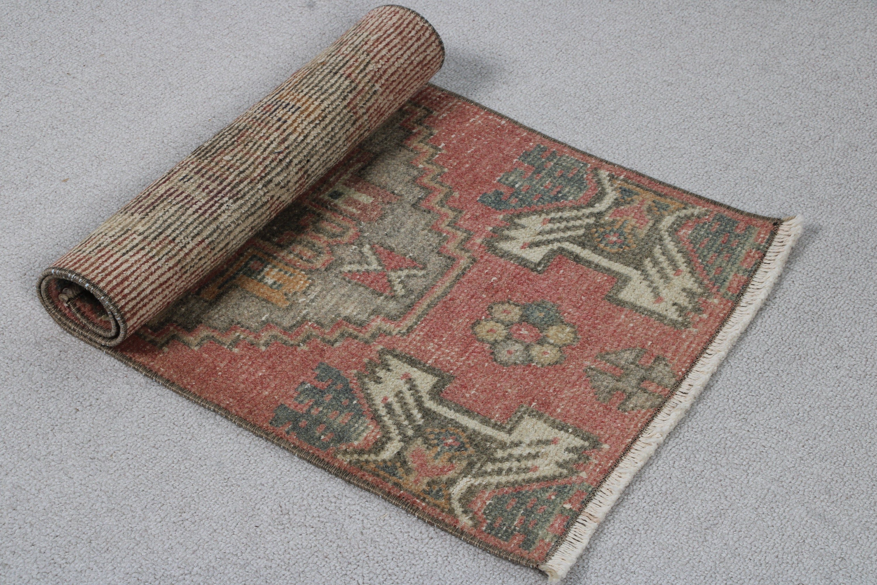 Flatweave Rugs, Oushak Rug, Vintage Rugs, Entry Rugs, Red Bedroom Rugs, Bathroom Rugs, 1.4x2.9 ft Small Rugs, Luxury Rug, Turkish Rugs