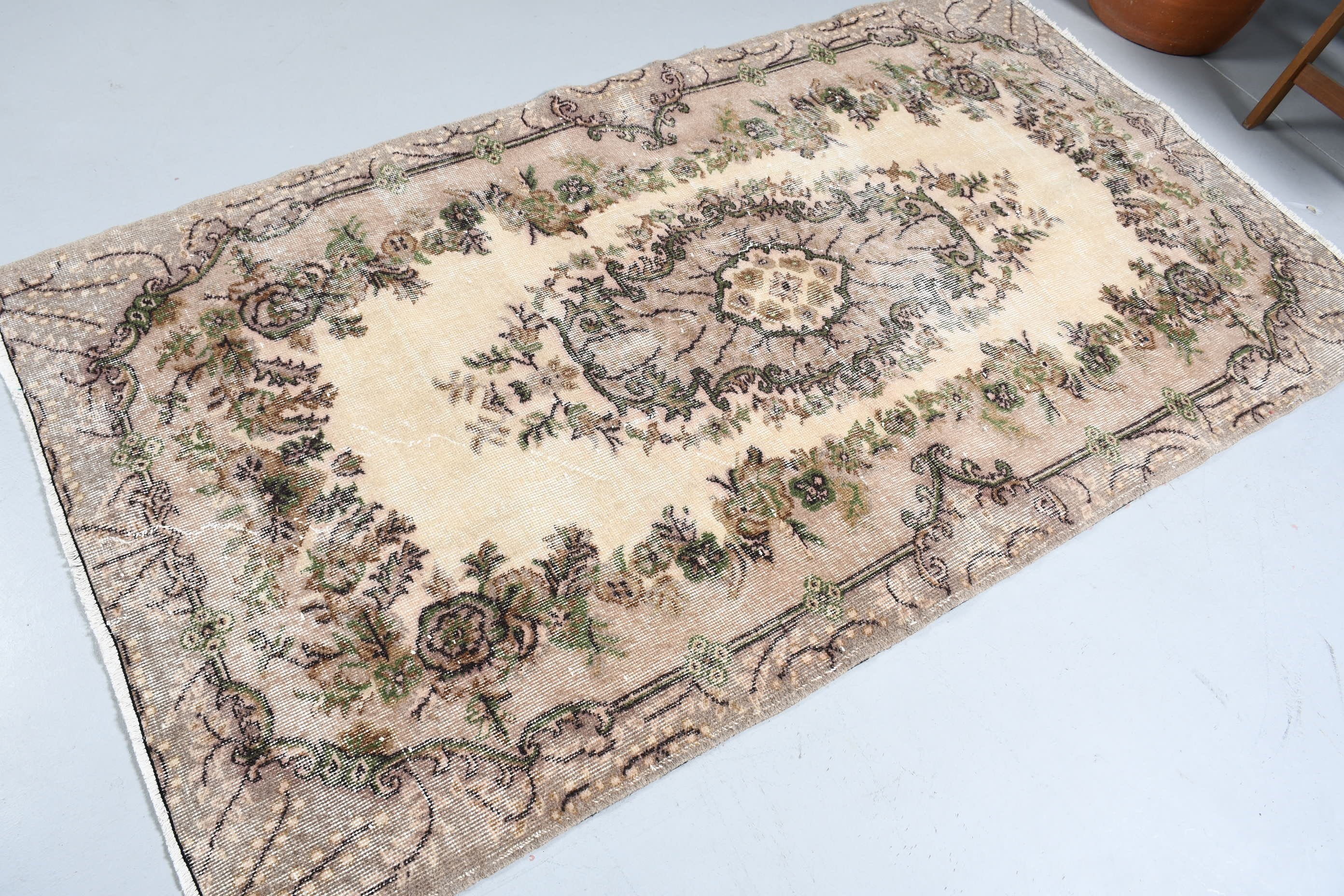 3.9x7.2 ft Area Rug, Home Decor Rug, Beige Floor Rugs, Rugs for Bedroom, Vintage Rugs, Bedroom Rug, Turkish Rugs, Dining Room Rug, Art Rug