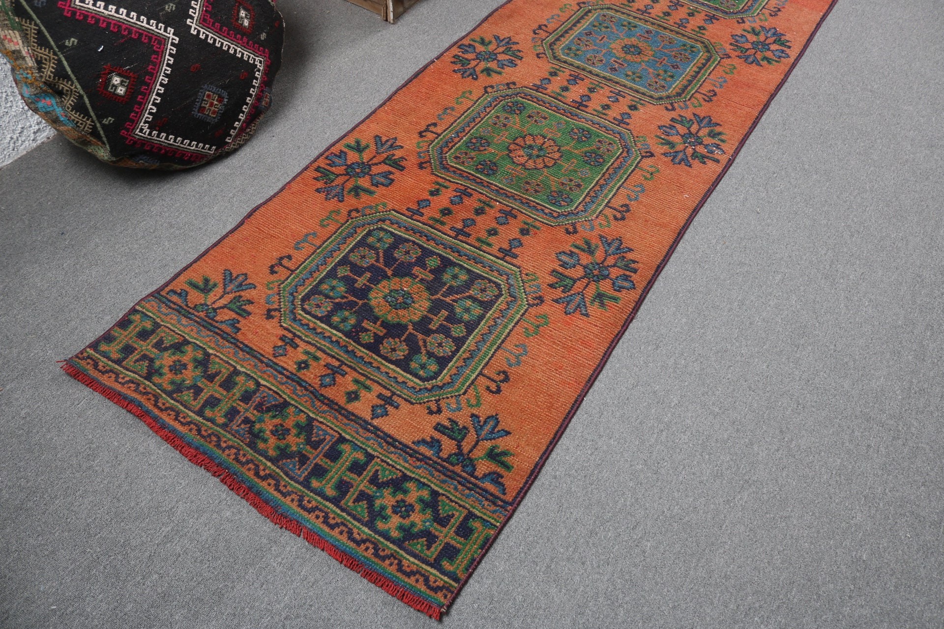 Bedroom Rug, Orange Home Decor Rugs, Neutral Rugs, Turkish Rug, Boho Rug Runner Rugs, 2.9x11.1 ft Runner Rug, Long Runner Rugs, Vintage Rug