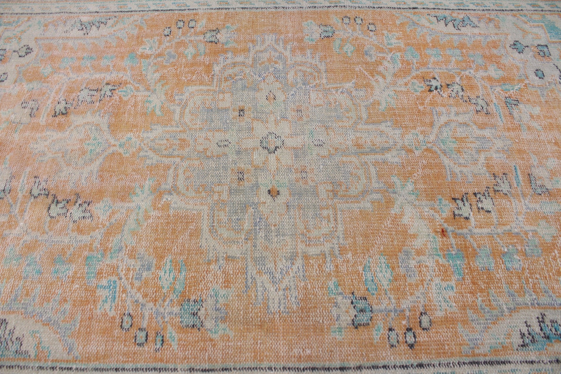 Salon Rugs, Vintage Rug, Oriental Rug, 6x9.2 ft Large Rugs, Orange Moroccan Rugs, Turkish Rug, Distressed Rugs, Bedroom Rug, Rugs for Salon