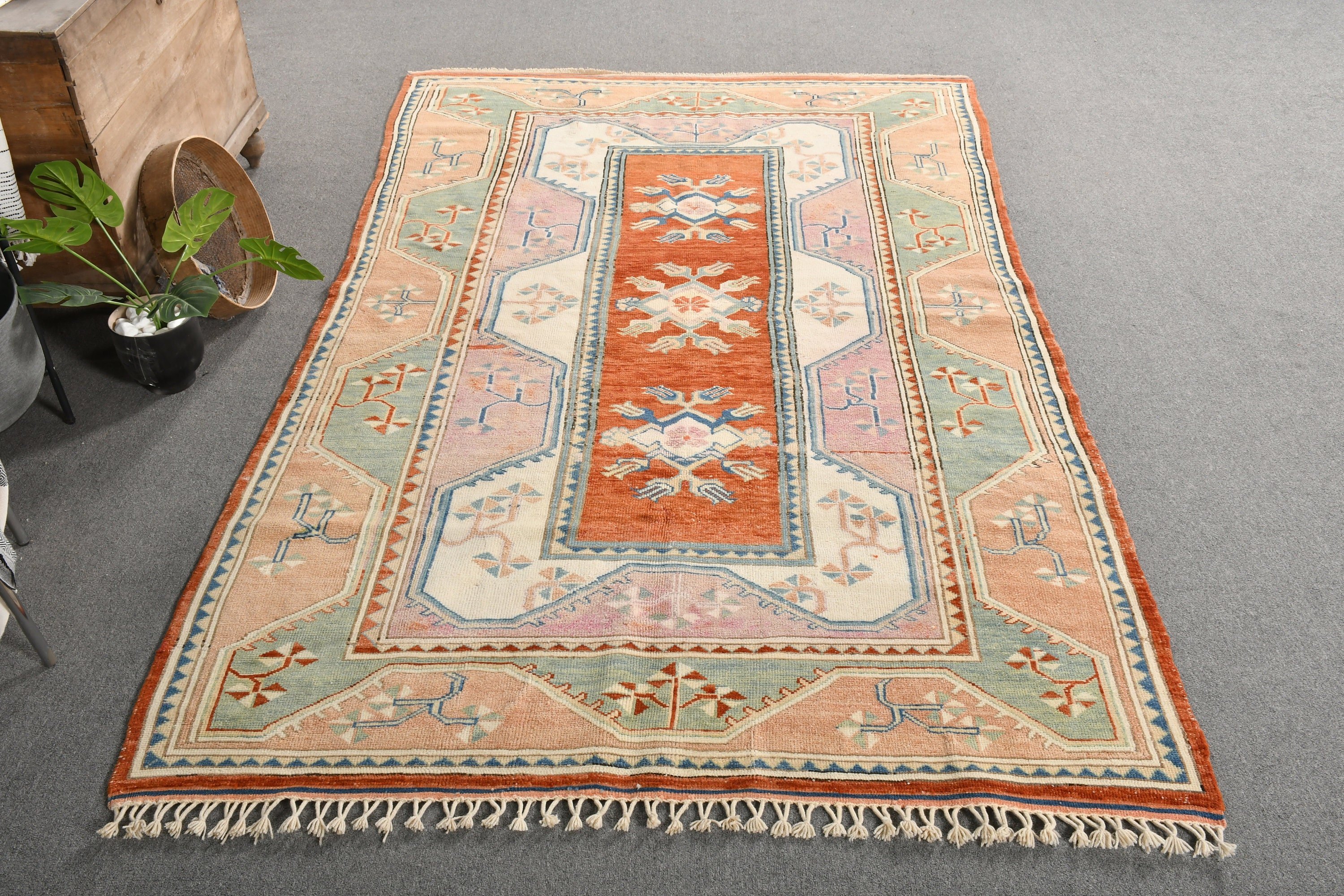 Blue Kitchen Rugs, Turkish Rug, Vintage Rug, 5.9x9 ft Large Rugs, Moroccan Rug, Dining Room Rug, Eclectic Rugs, Wool Rug, Living Room Rugs