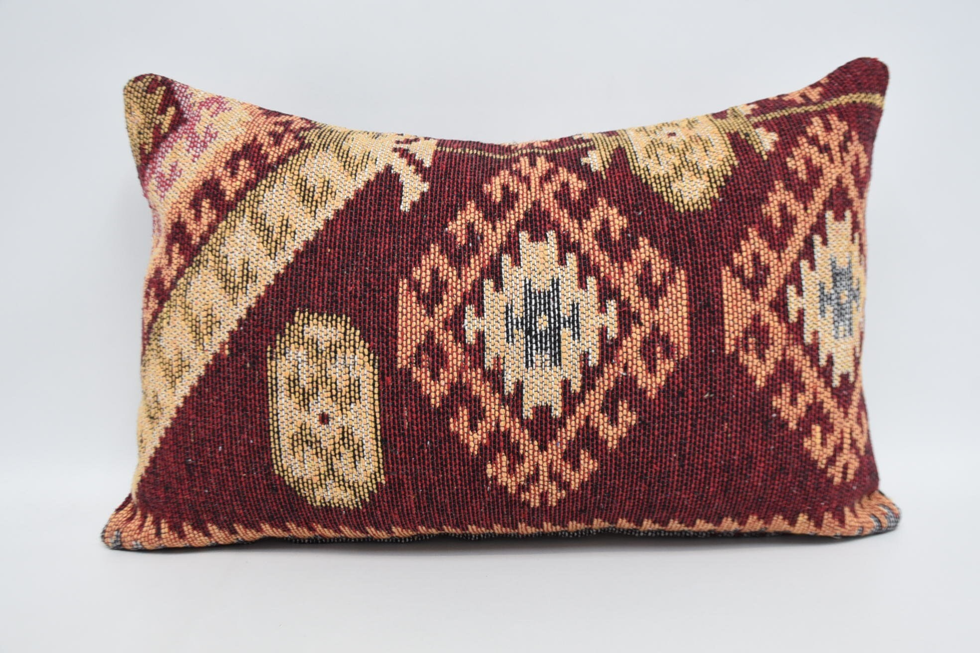 Home Decor Pillow, Designer Throw Pillow Sham, 16"x24" Orange Pillow Case, Kilim Pillow Cover, Boho Pillow Sham Cover