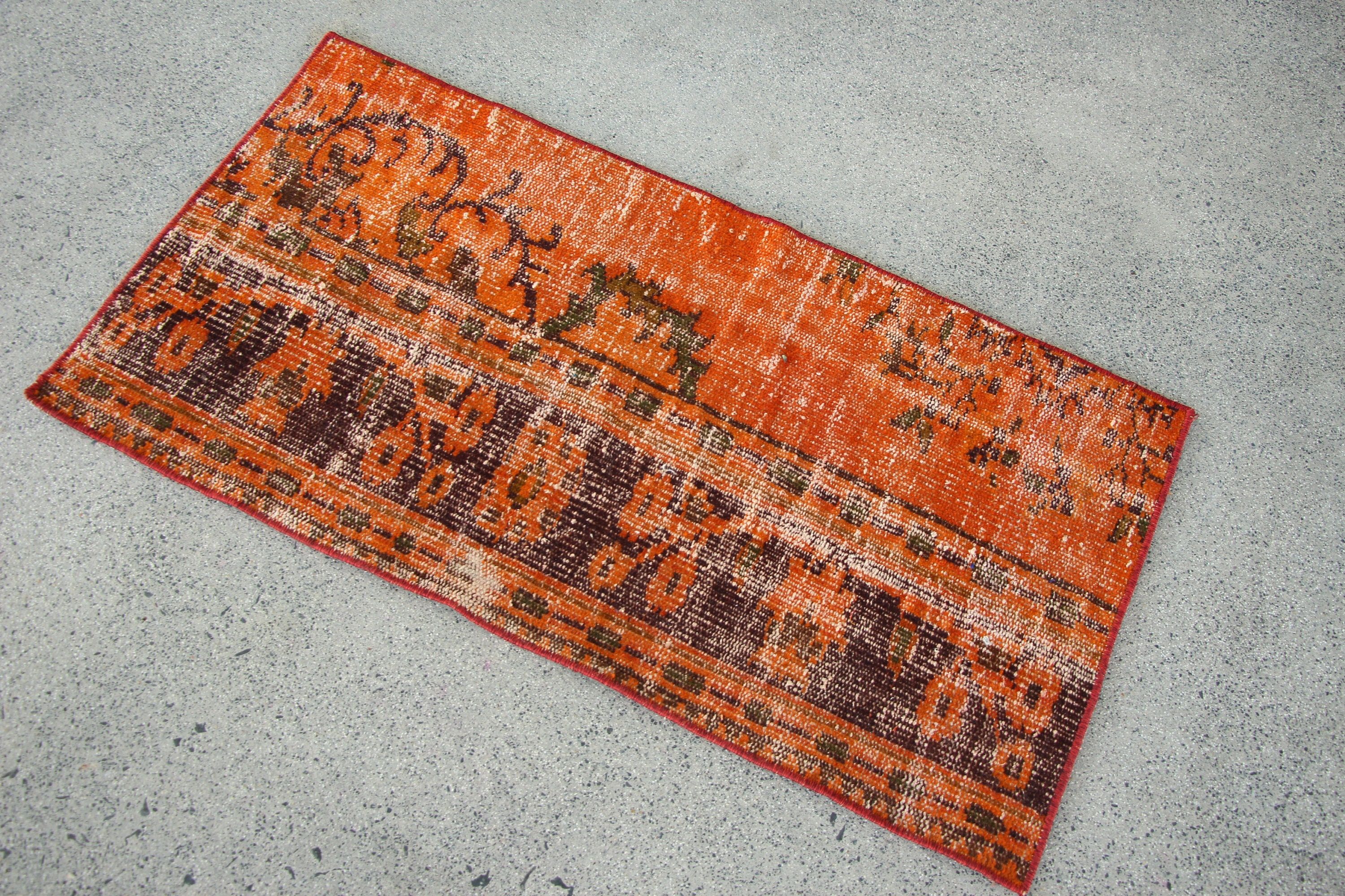 Orange Oriental Rug, Home Decor Rug, Vintage Rug, Moroccan Rugs, Bathroom Rugs, Old Rugs, Car Mat Rug, 1.8x3.4 ft Small Rug, Turkish Rugs