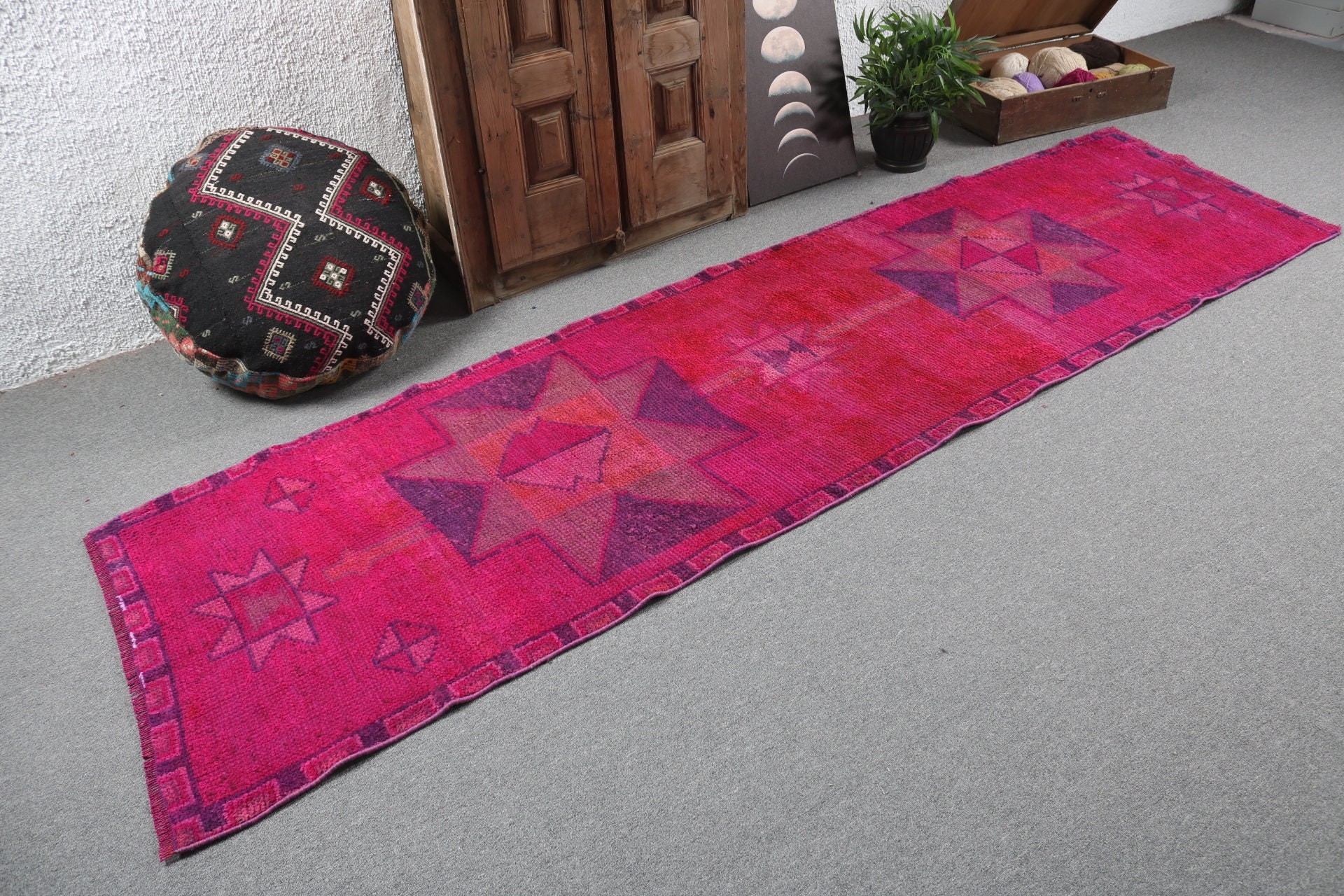 Tribal Rugs, Pink Bedroom Rug, Stair Rug, Vintage Rugs, Rugs for Corridor, 2.8x10.1 ft Runner Rug, Wool Rugs, Anatolian Rug, Turkish Rug