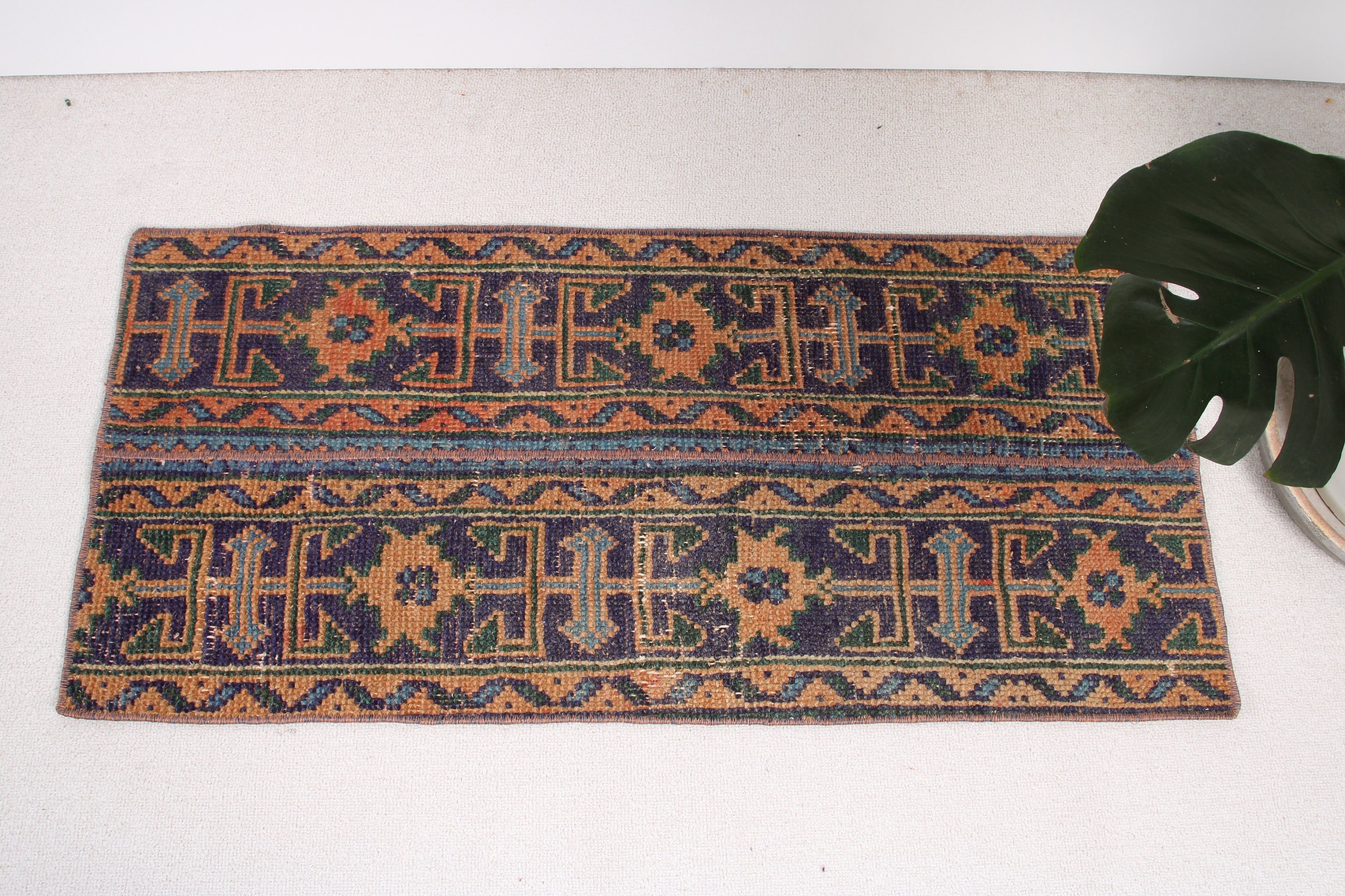 Vintage Rug, 1.6x3.4 ft Small Rug, Blue Statement Rug, Wall Hanging Rugs, Turkish Rug, Moroccan Rugs, Aztec Rug, Nursery Rug