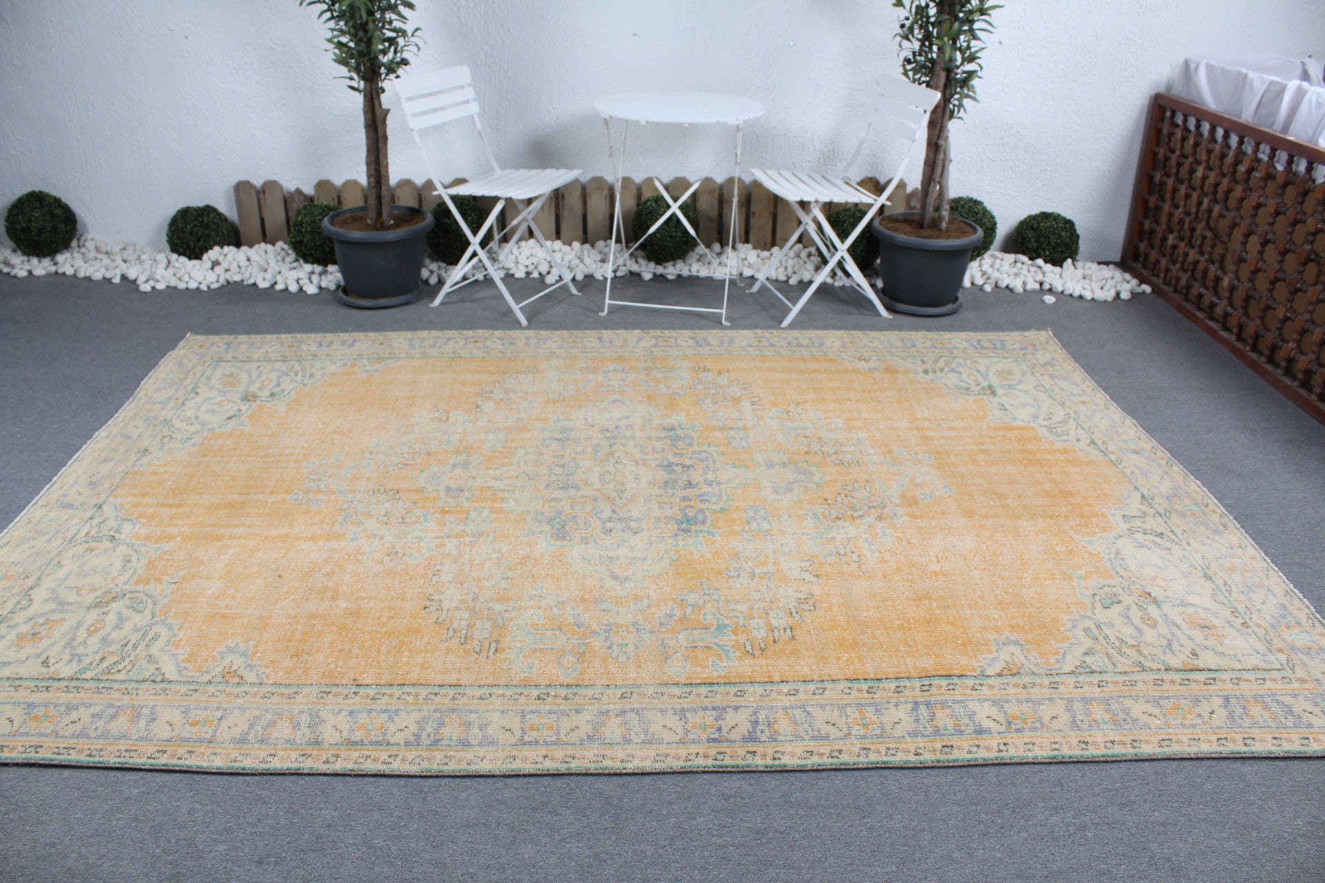 Salon Rugs, Rugs for Salon, 6.8x10 ft Large Rug, Vintage Rugs, Dining Room Rug, Yellow Antique Rug, Kitchen Rugs, Bedroom Rug, Turkish Rug