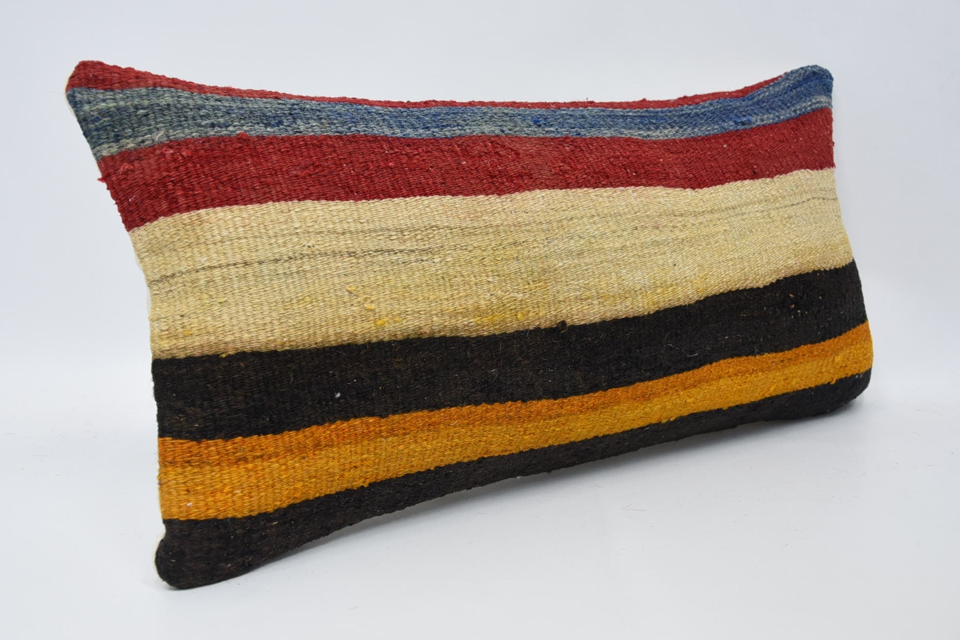 Kilim Pillow, 12"x24" Green Cushion, Accent Throw Cushion Case, Kilim Pillow Cover, Sofa Pillow, Ethnical Kilim Rug Pillow