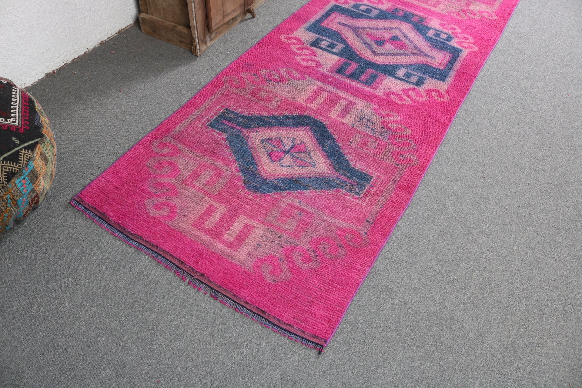 Beni Ourain Runner Rug, Pink Neutral Rugs, Turkish Rug, Kitchen Rugs, Boho Rugs, 3.1x10.7 ft Runner Rugs, Corridor Rugs, Vintage Rug